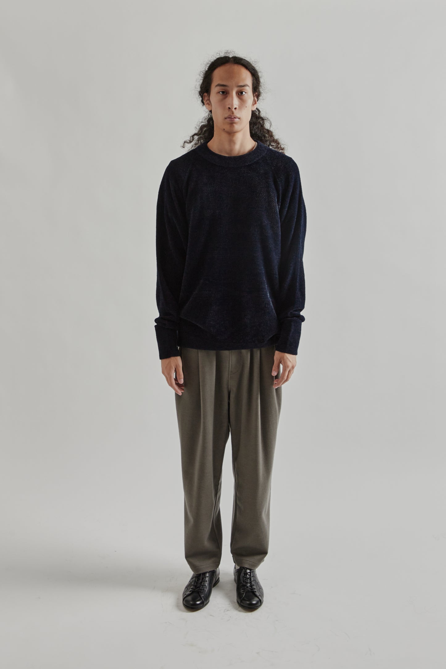 Goldwin FW25 Mesh Pile Crew Ink Navy1