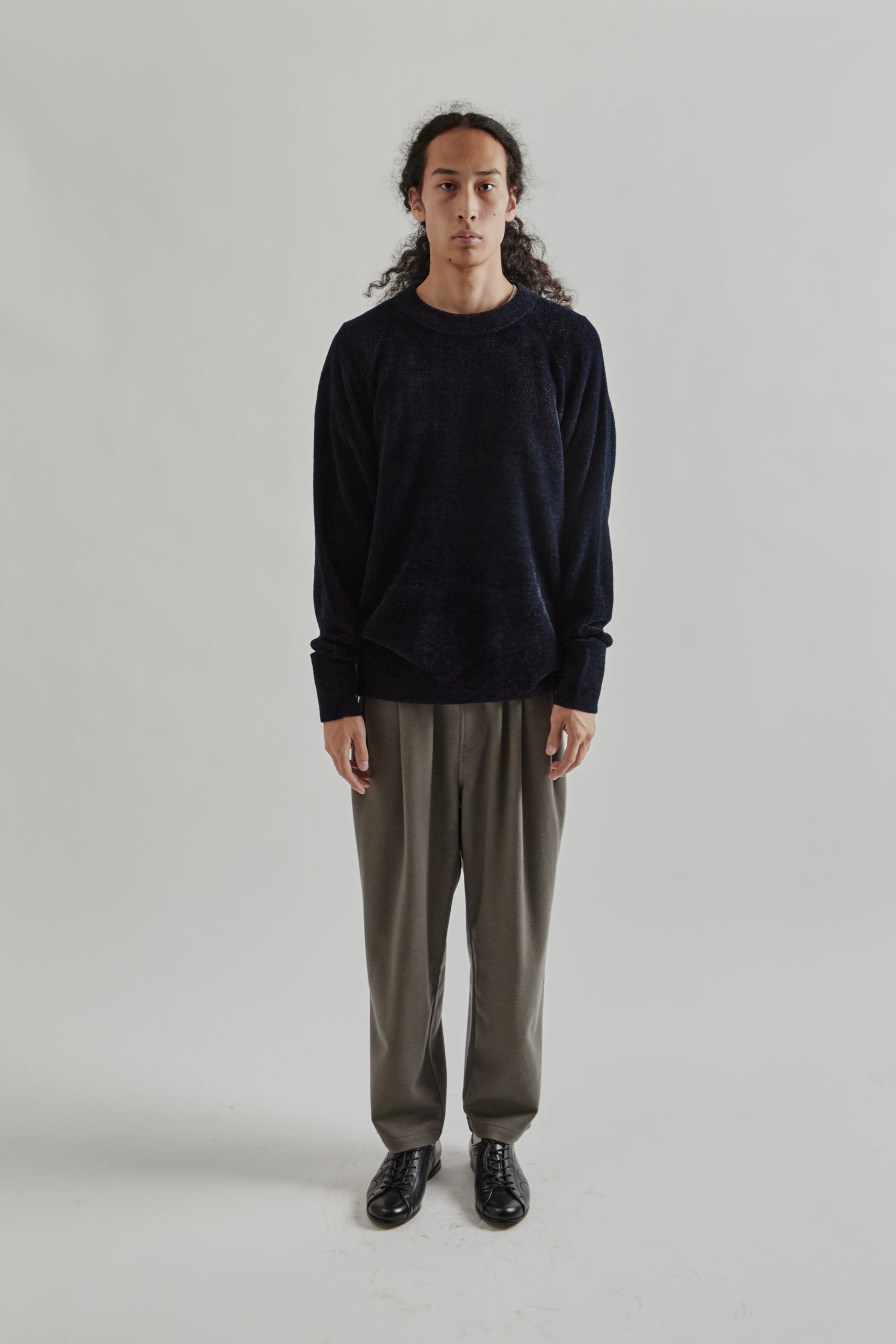 Goldwin FW25 Mesh Pile Crew Ink Navy1