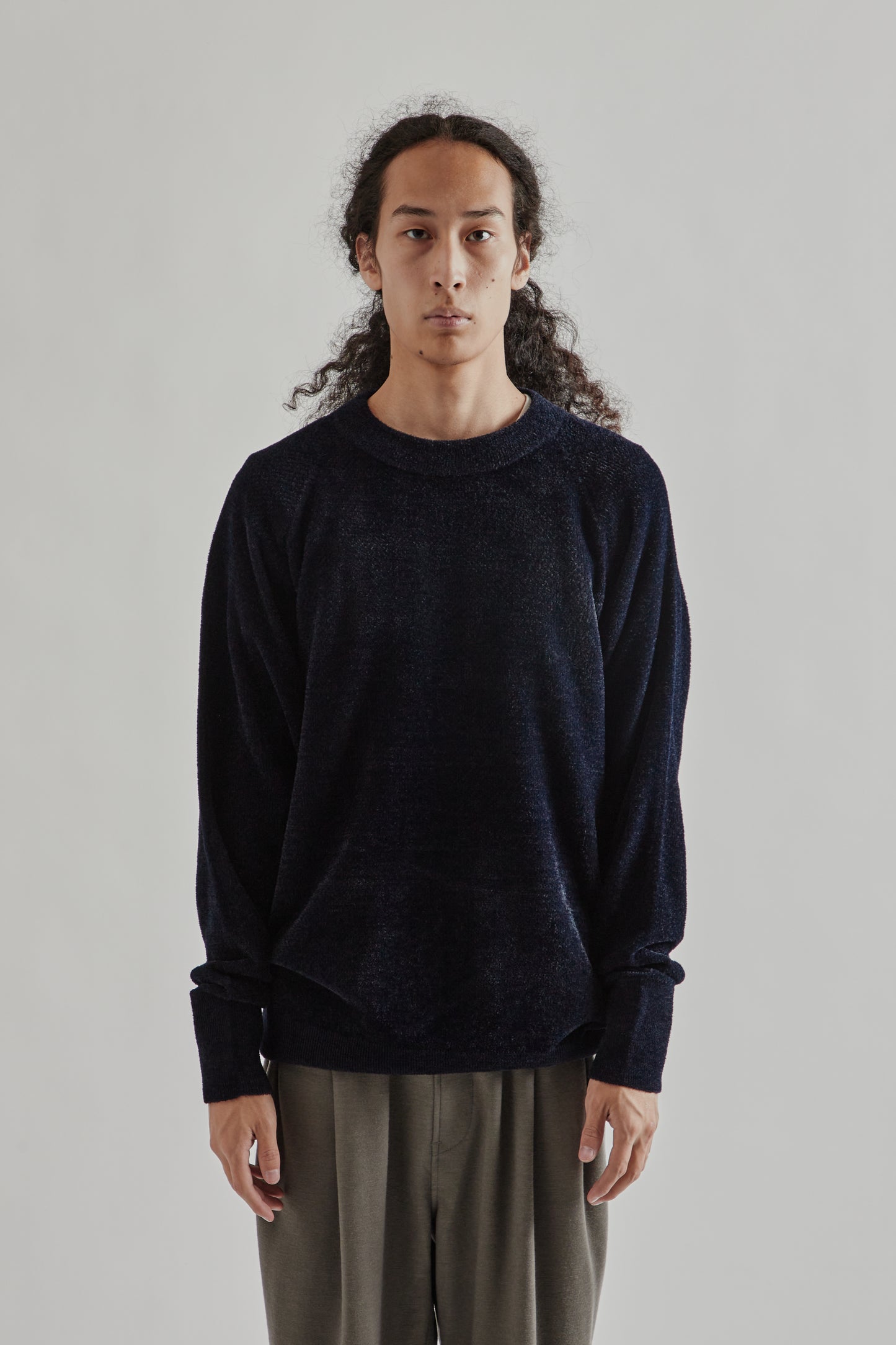 Goldwin FW25 Mesh Pile Crew Ink Navy2