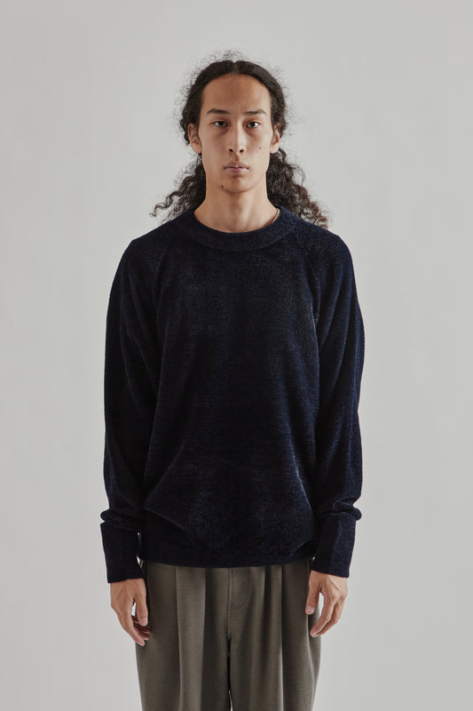 Goldwin FW25 Mesh Pile Crew Ink Navy2
