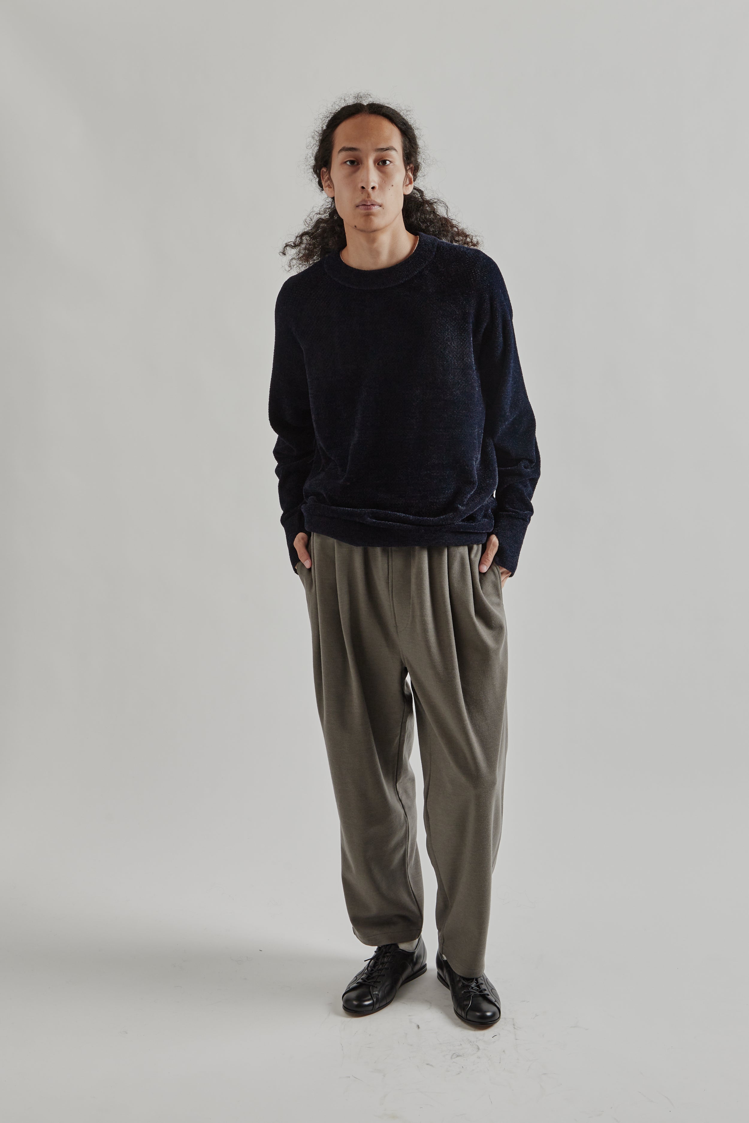 「Ki」新品FW25最新 Mesh Pile Crew WF L Goldwin Mesh Pile Crew - Ink Navy | Wallace Mercantile Shop