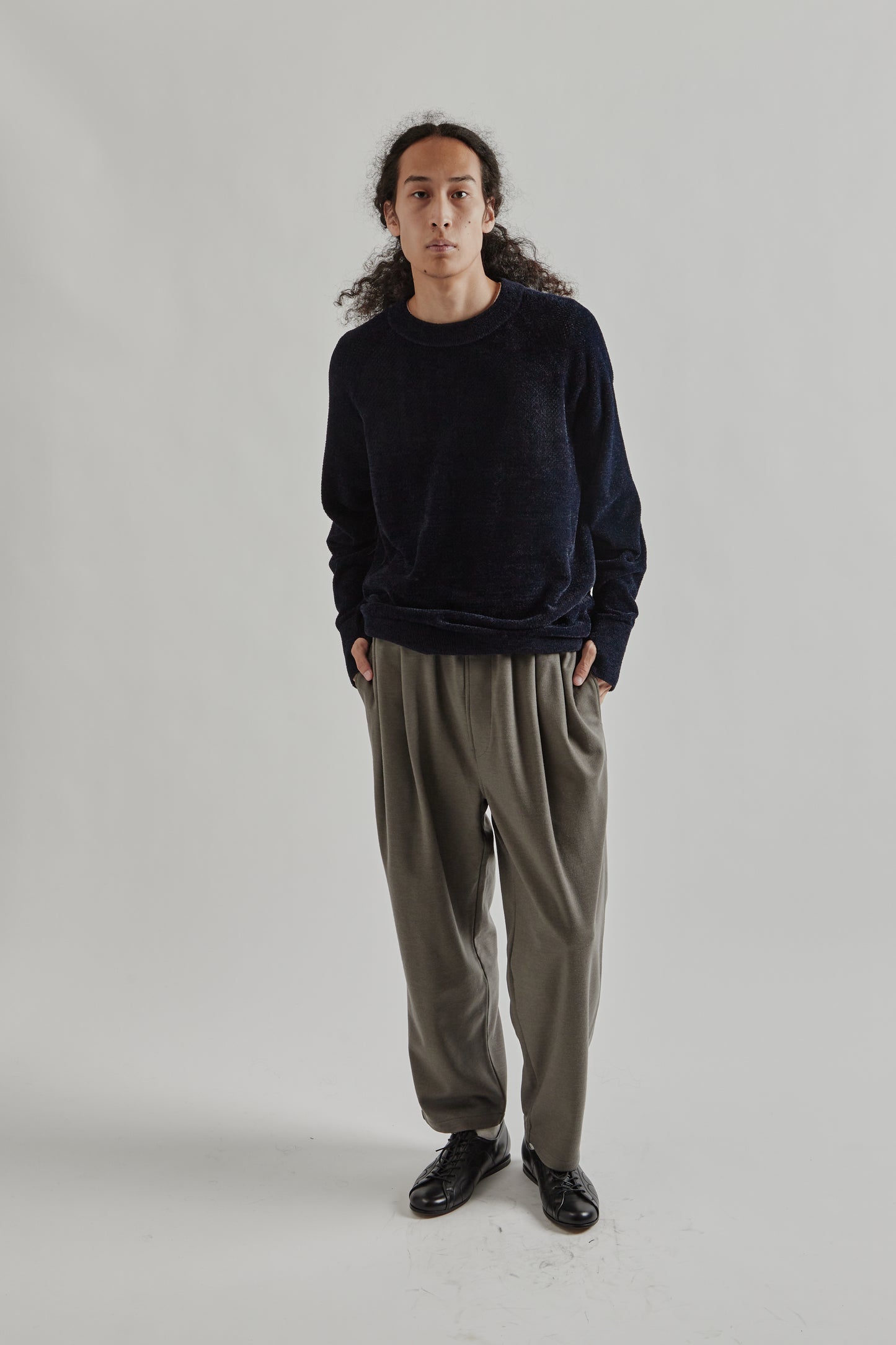 Goldwin FW25 Mesh Pile Crew Ink Navy23