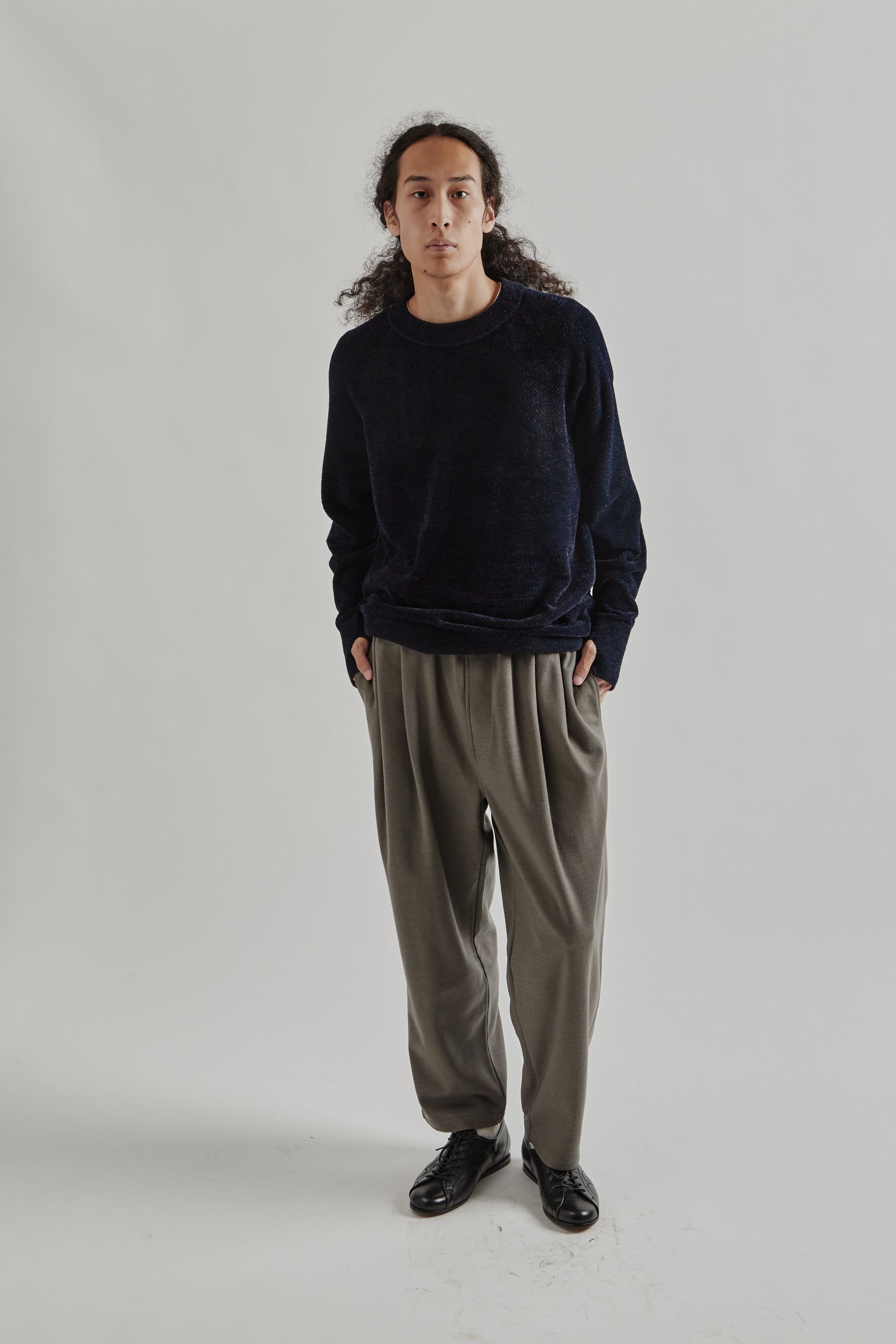 Goldwin FW25 Mesh Pile Crew Ink Navy23