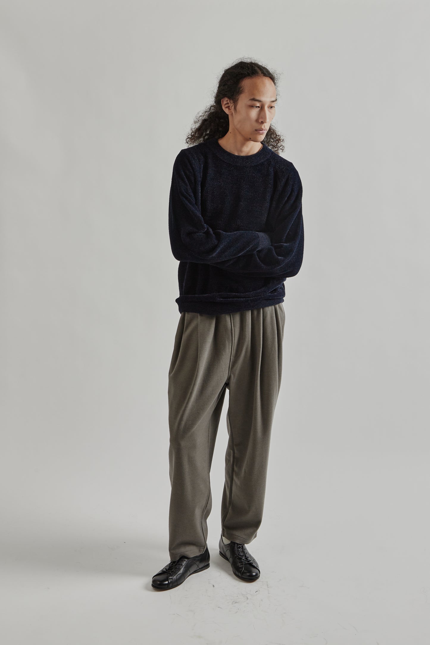 Goldwin FW25 Mesh Pile Crew Ink Navy26