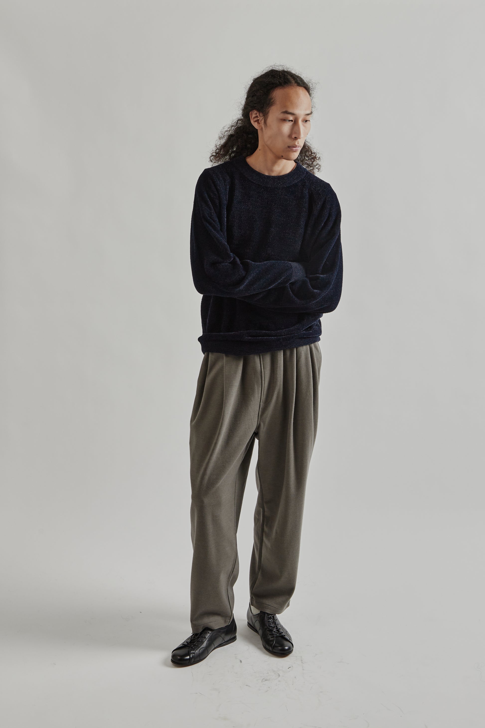 Goldwin FW25 Mesh Pile Crew Ink Navy26