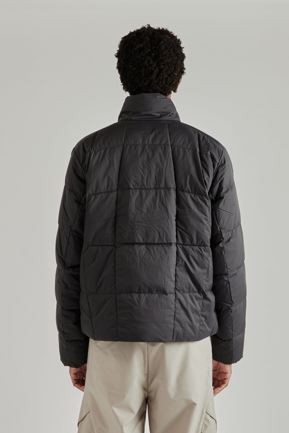 Gridded Down Jacket - Black