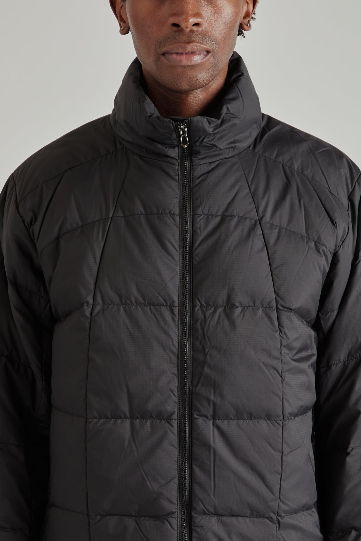Gridded Down Jacket - Black