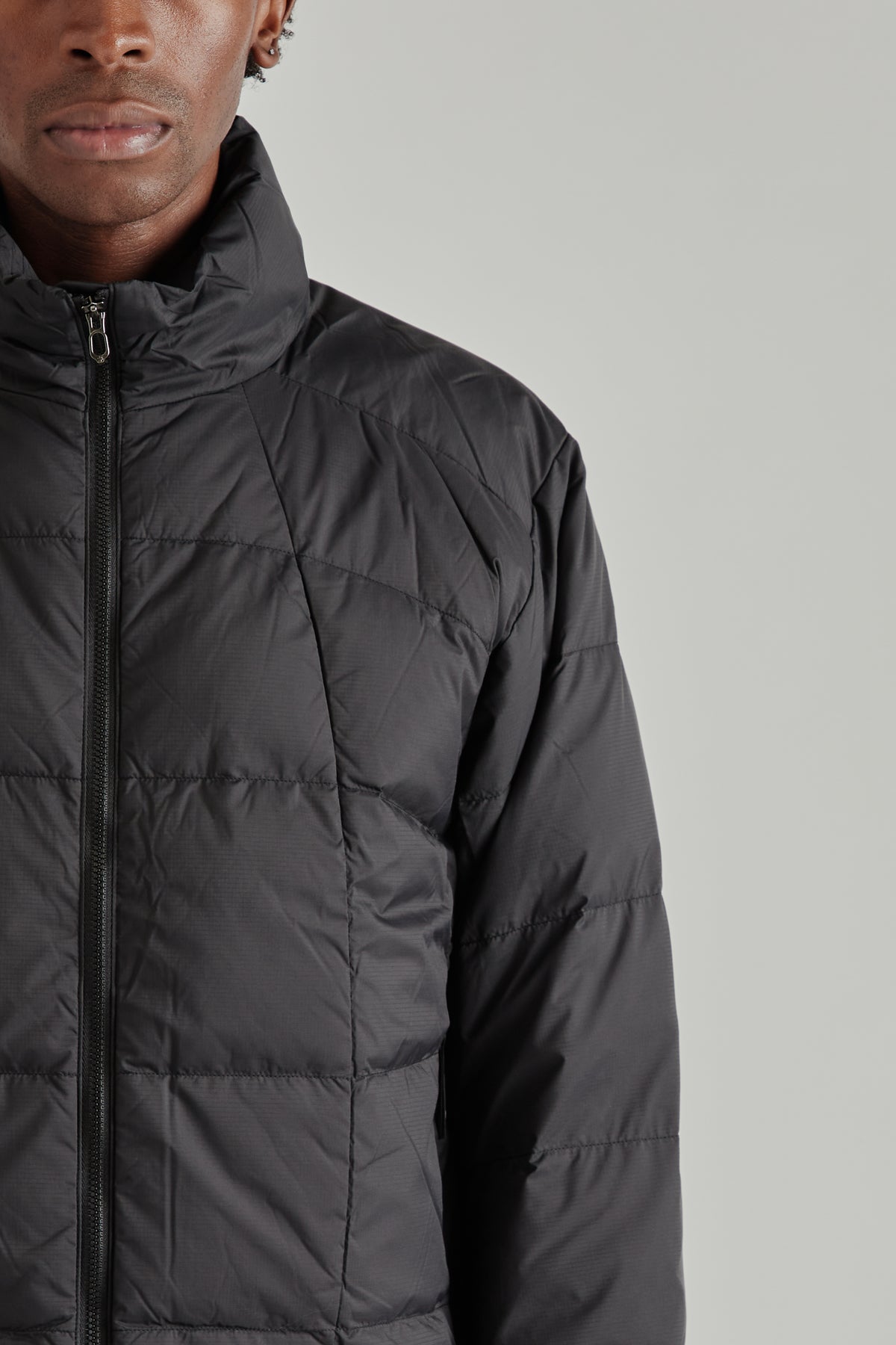 Gridded Down Jacket - Black