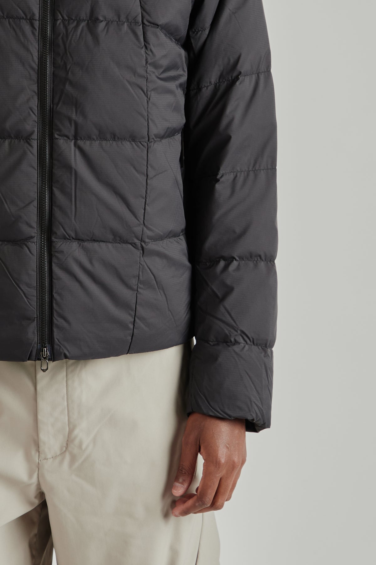 Gridded Down Jacket - Black