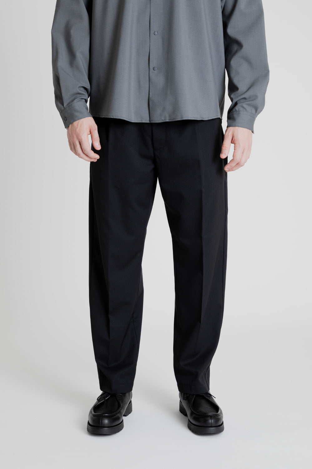 Goldwin One Tuck Wool Pants in Black