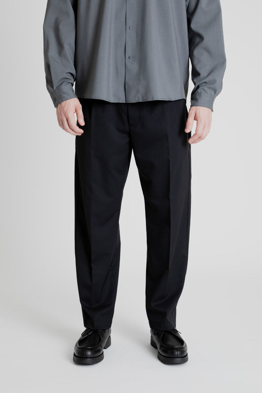 Goldwin One Tuck Wool Pants in Black