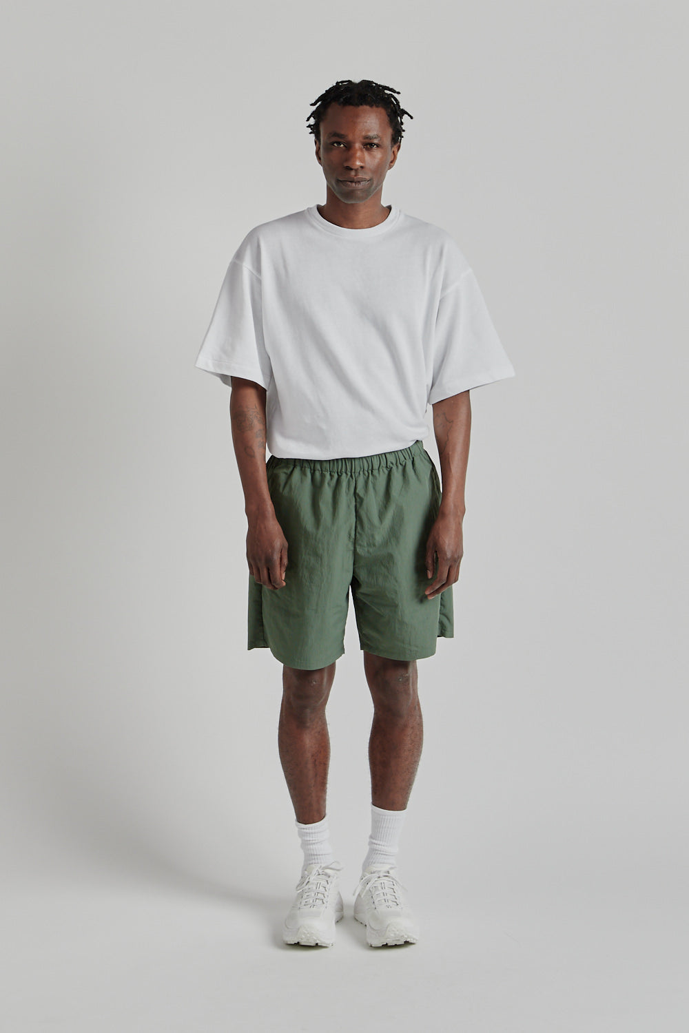 Goldwin SS25 Nylon Shorts Urban Green 01