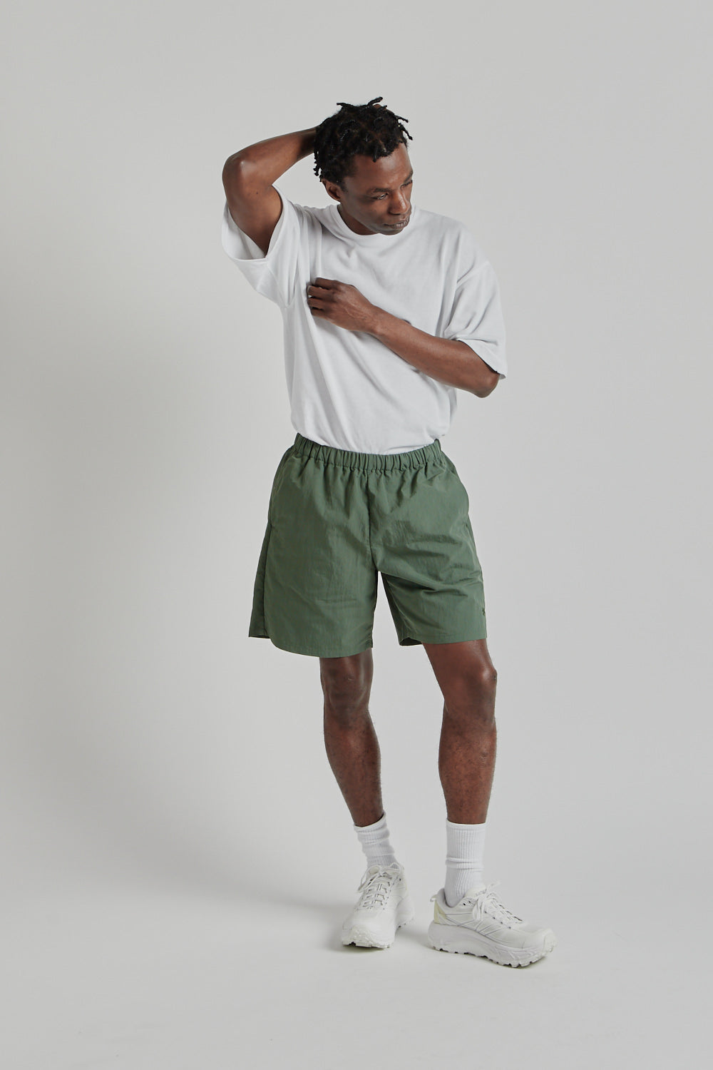 Goldwin SS25 Nylon Shorts Urban Green 010