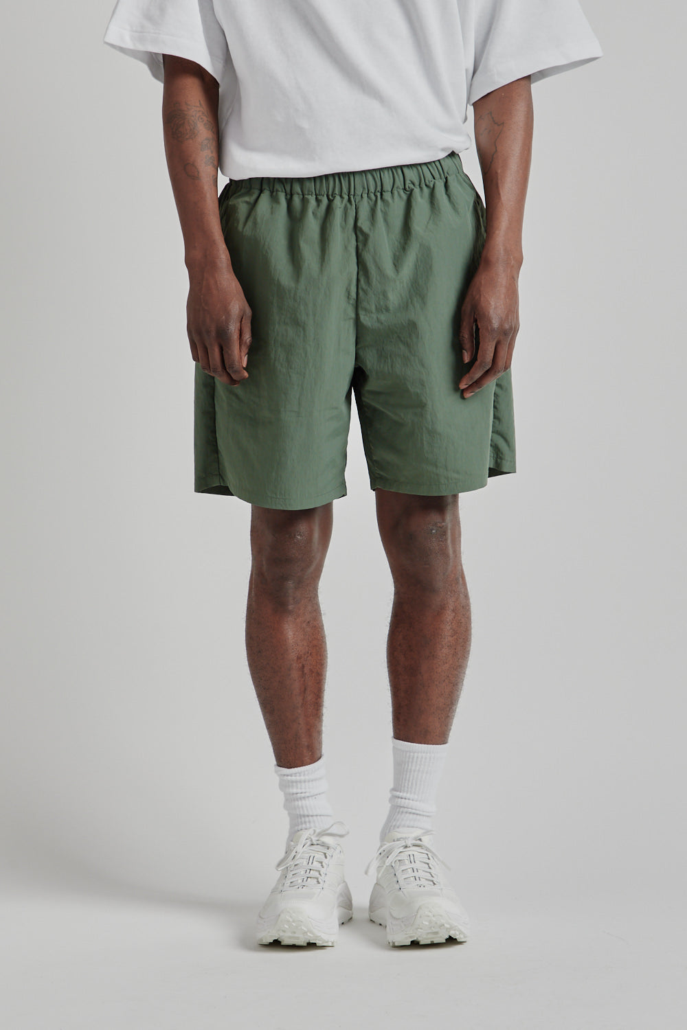 Goldwin SS25 Nylon Shorts Urban Green 02