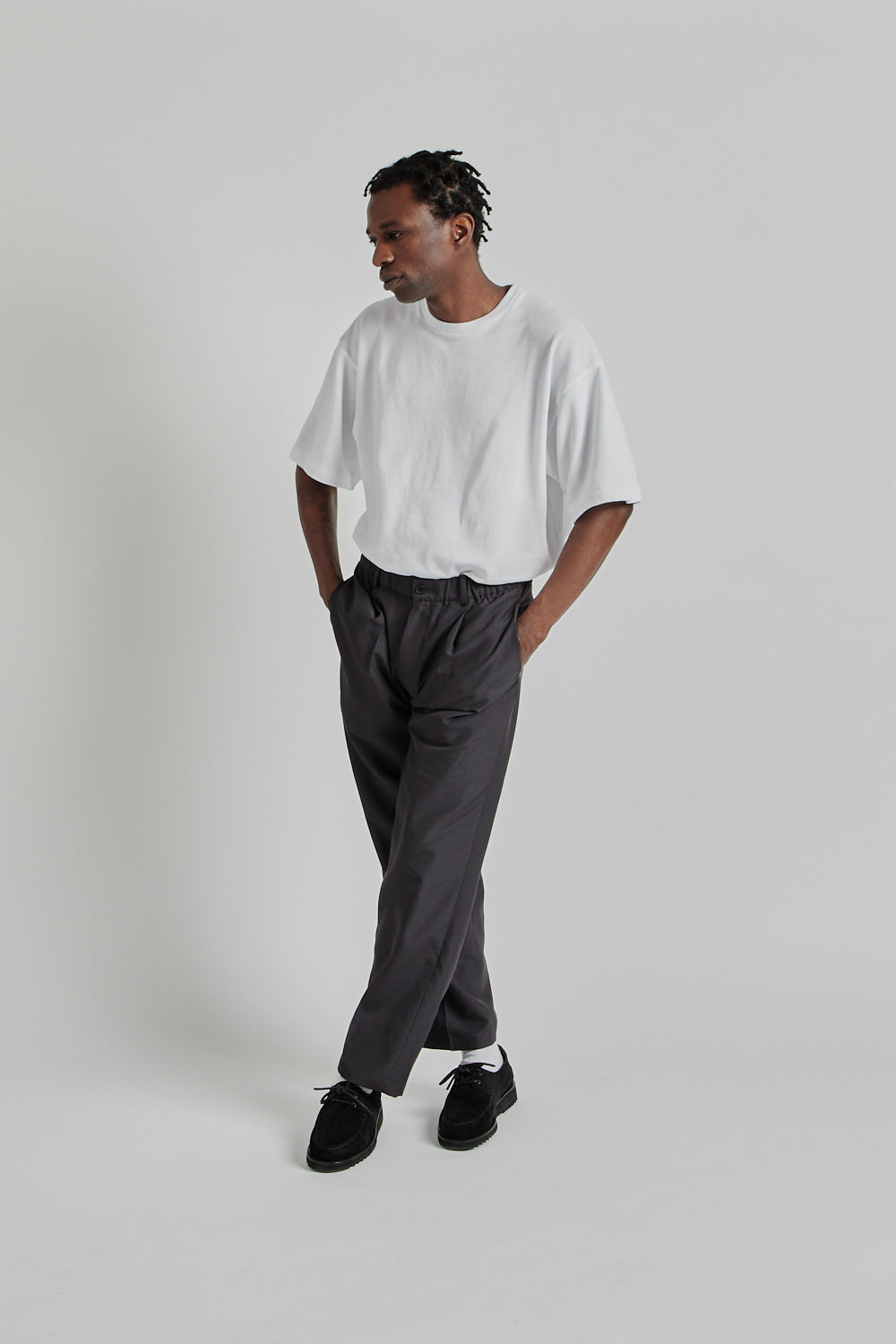 Goldwin Paper x Polyester One Tuck Pants - Black | Wallace