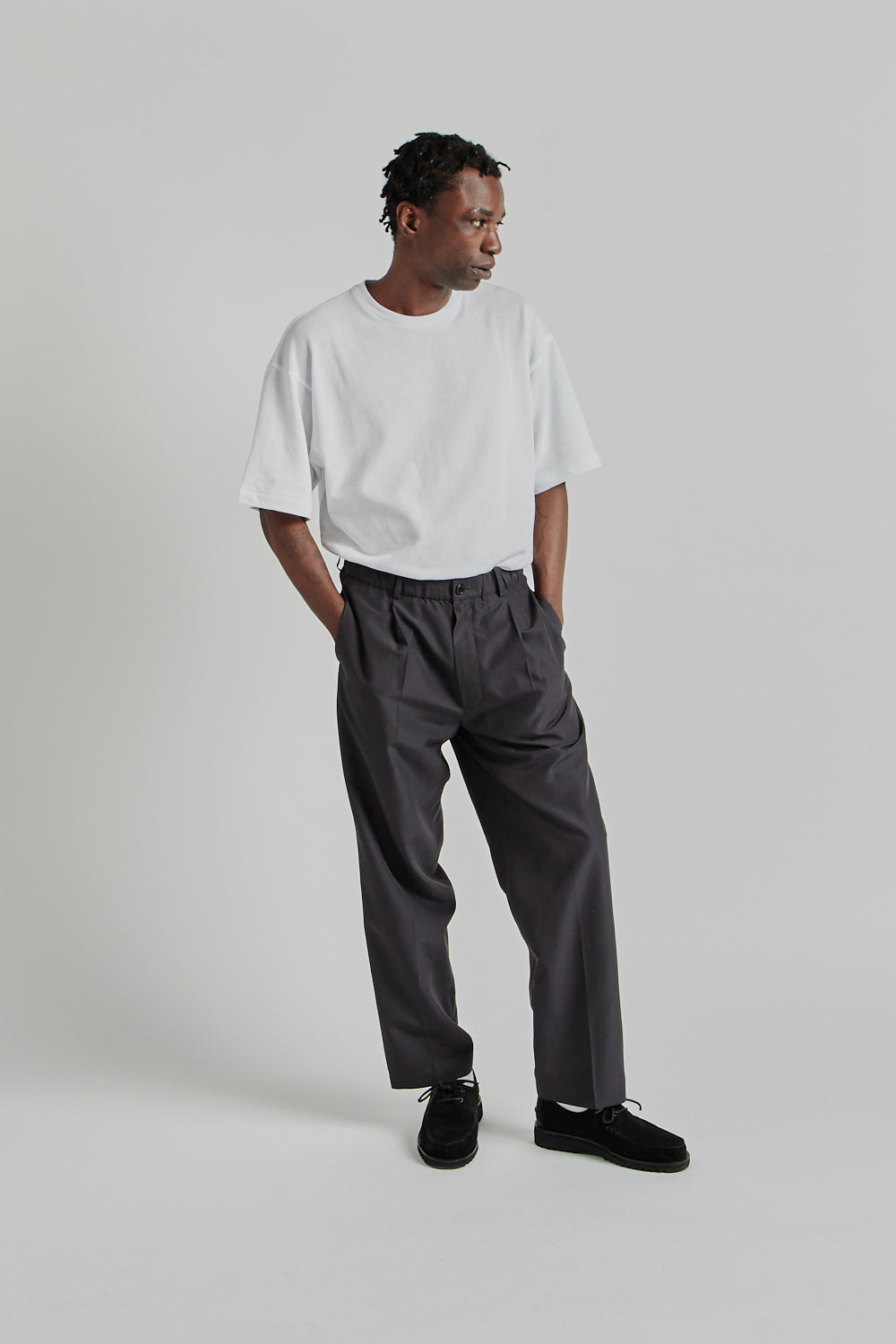 Goldwin Paper x Polyester One Tuck Pants - Black | Wallace