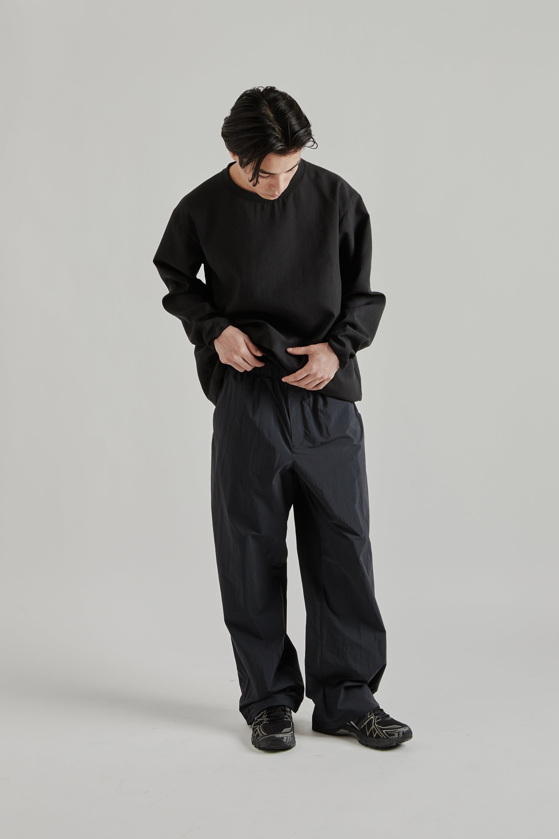Goldwin SS26 Air Impression Ventris Shirring Pullover Black1800