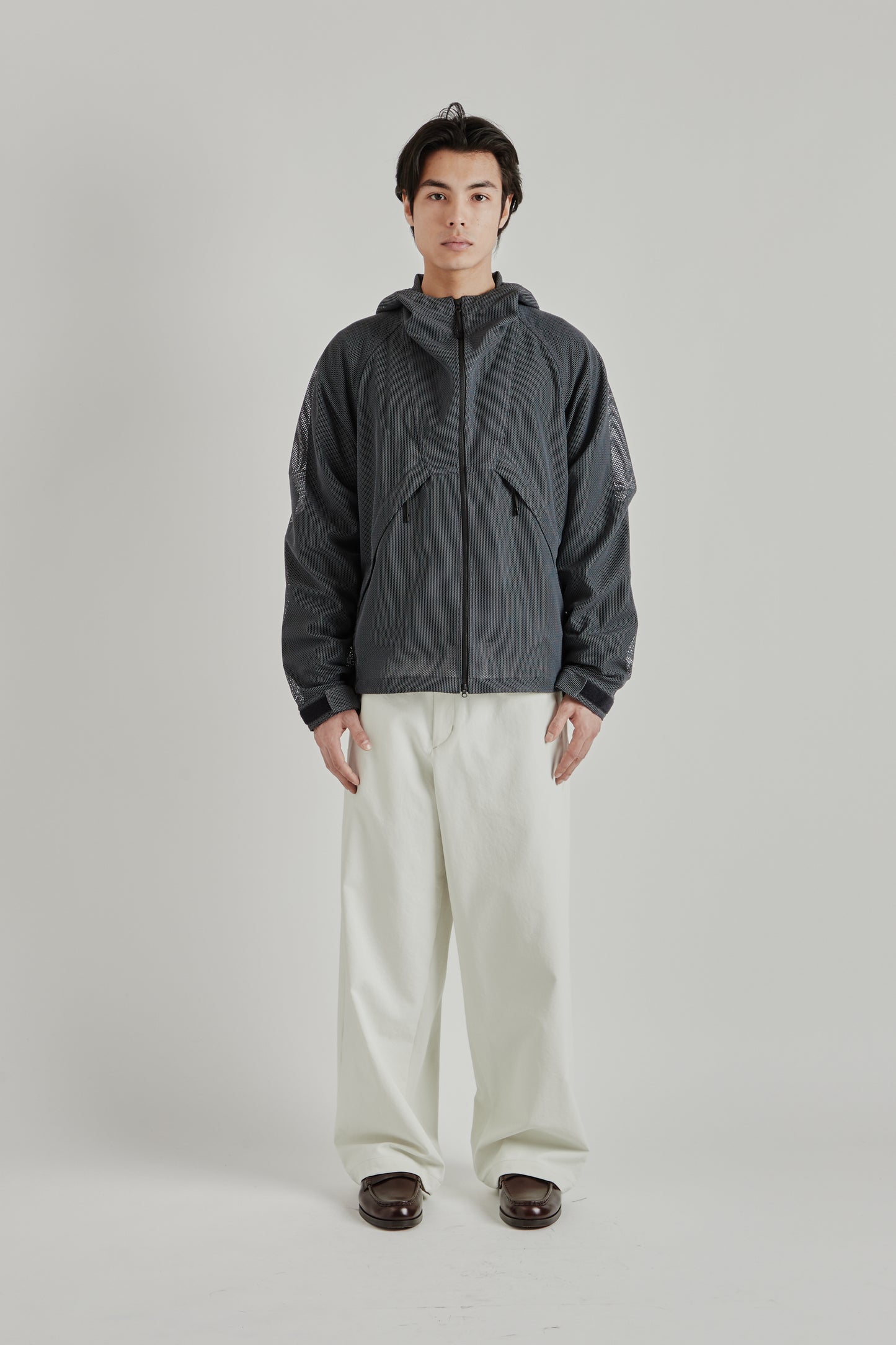 Goldwin SS26 Tonalith Mesh Hooded Jacket Black1922