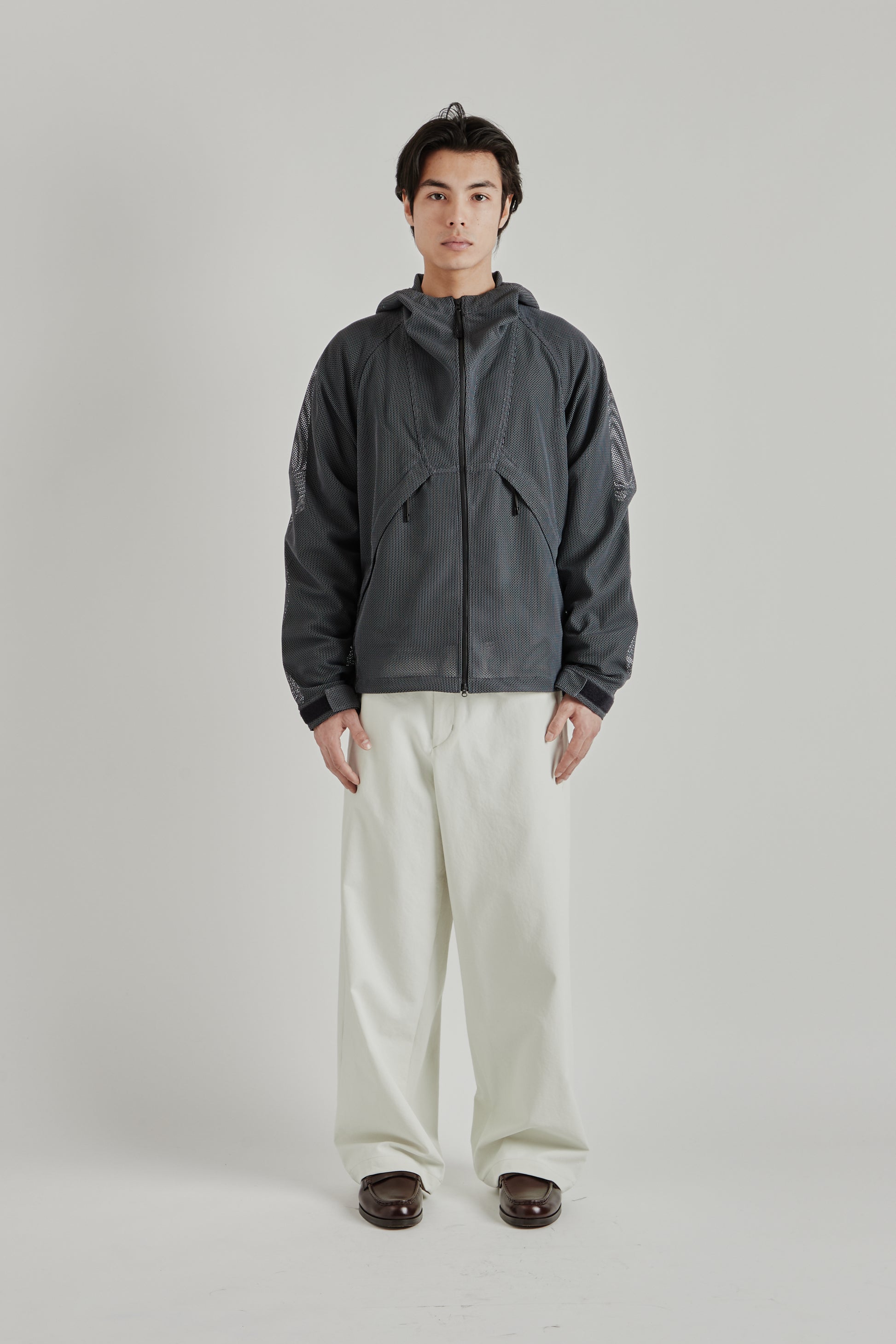 Goldwin SS26 Tonalith Mesh Hooded Jacket Black1922