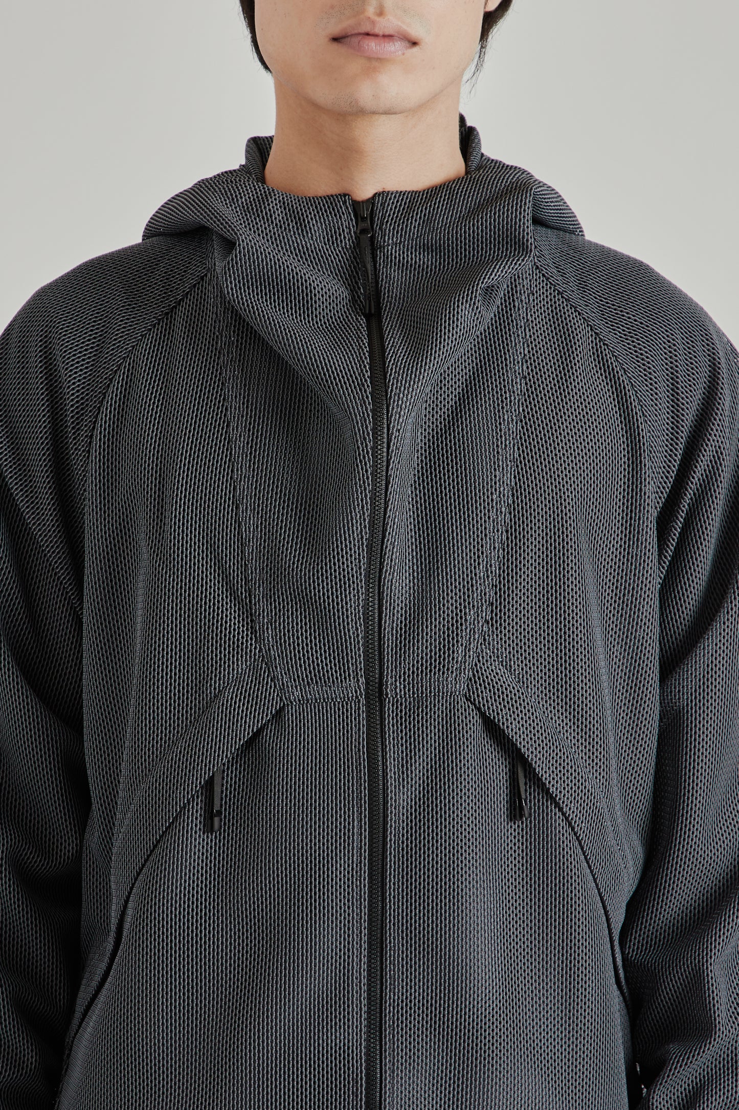 Goldwin SS26 Tonalith Mesh Hooded Jacket Black1936