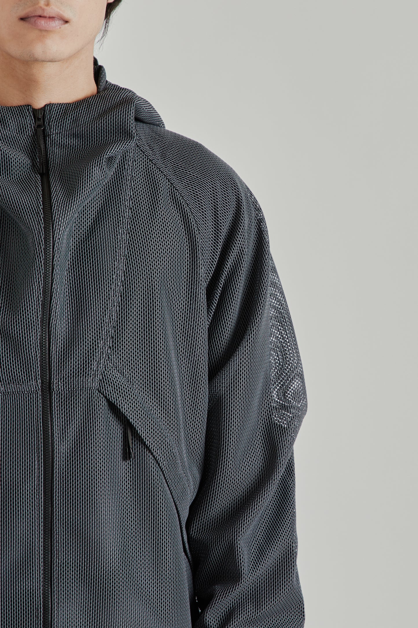 Goldwin SS26 Tonalith Mesh Hooded Jacket Black1937