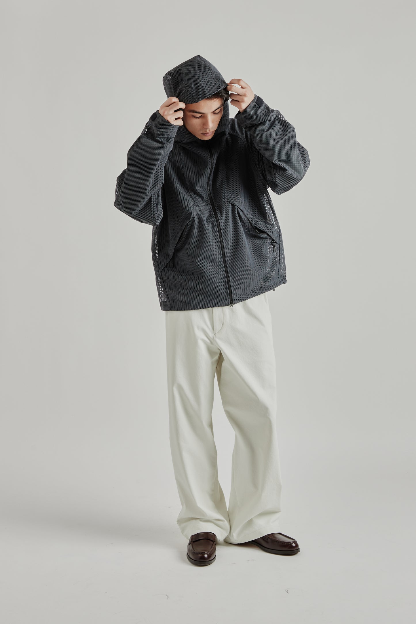 Goldwin SS26 Tonalith Mesh Hooded Jacket Black1949