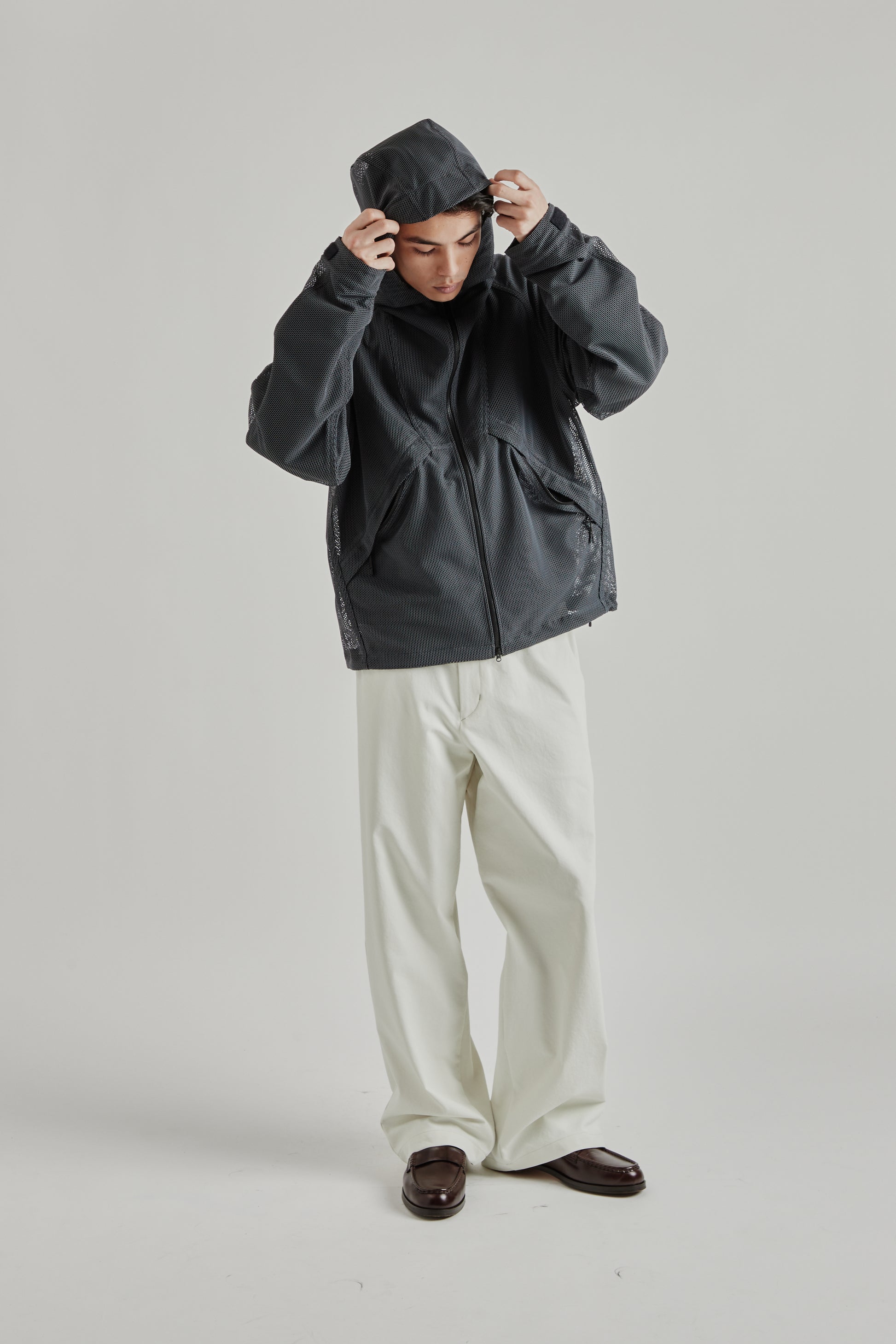 Goldwin SS26 Tonalith Mesh Hooded Jacket Black1949