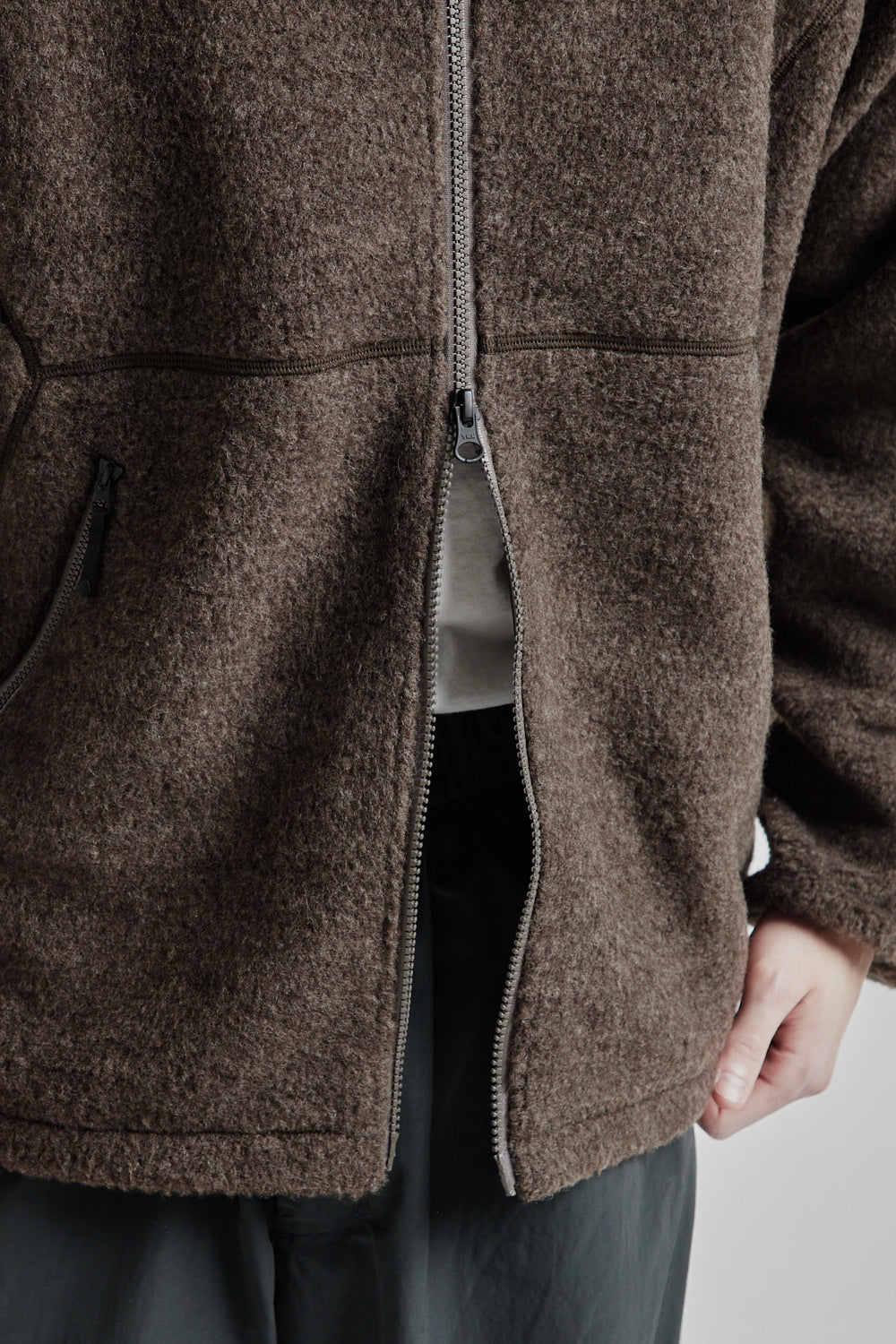 Goldwin Wool Boa Fleece Full Zip Jacket - Mix Brown | Wallace
