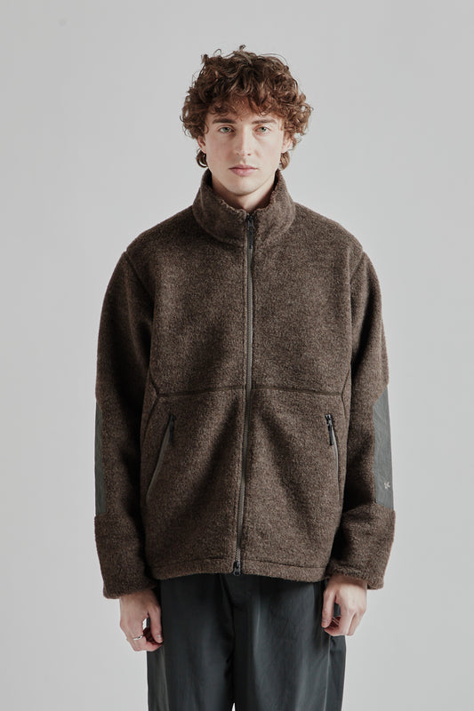 Goldwin Wool Boa Fleece Full Zip Jacket Mix Brown 2