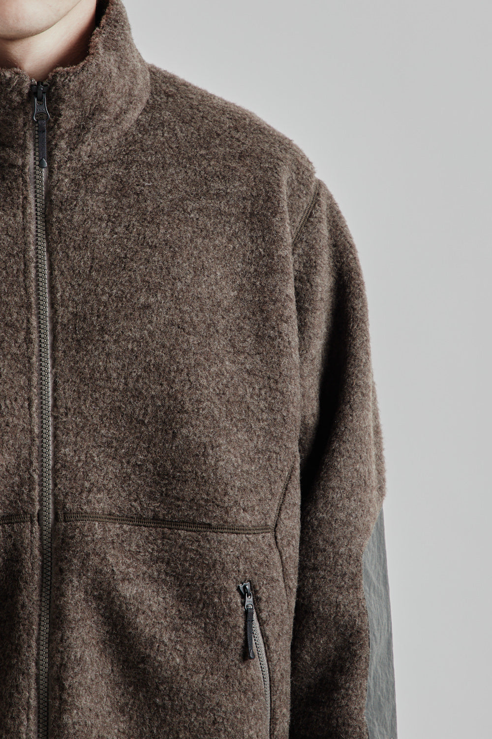 Goldwin Wool Boa Fleece Full Zip Jacket - Mix Brown