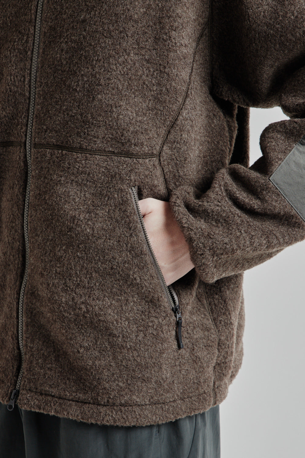 Goldwin Wool Boa Fleece Full Zip Jacket - Mix Brown | Wallace