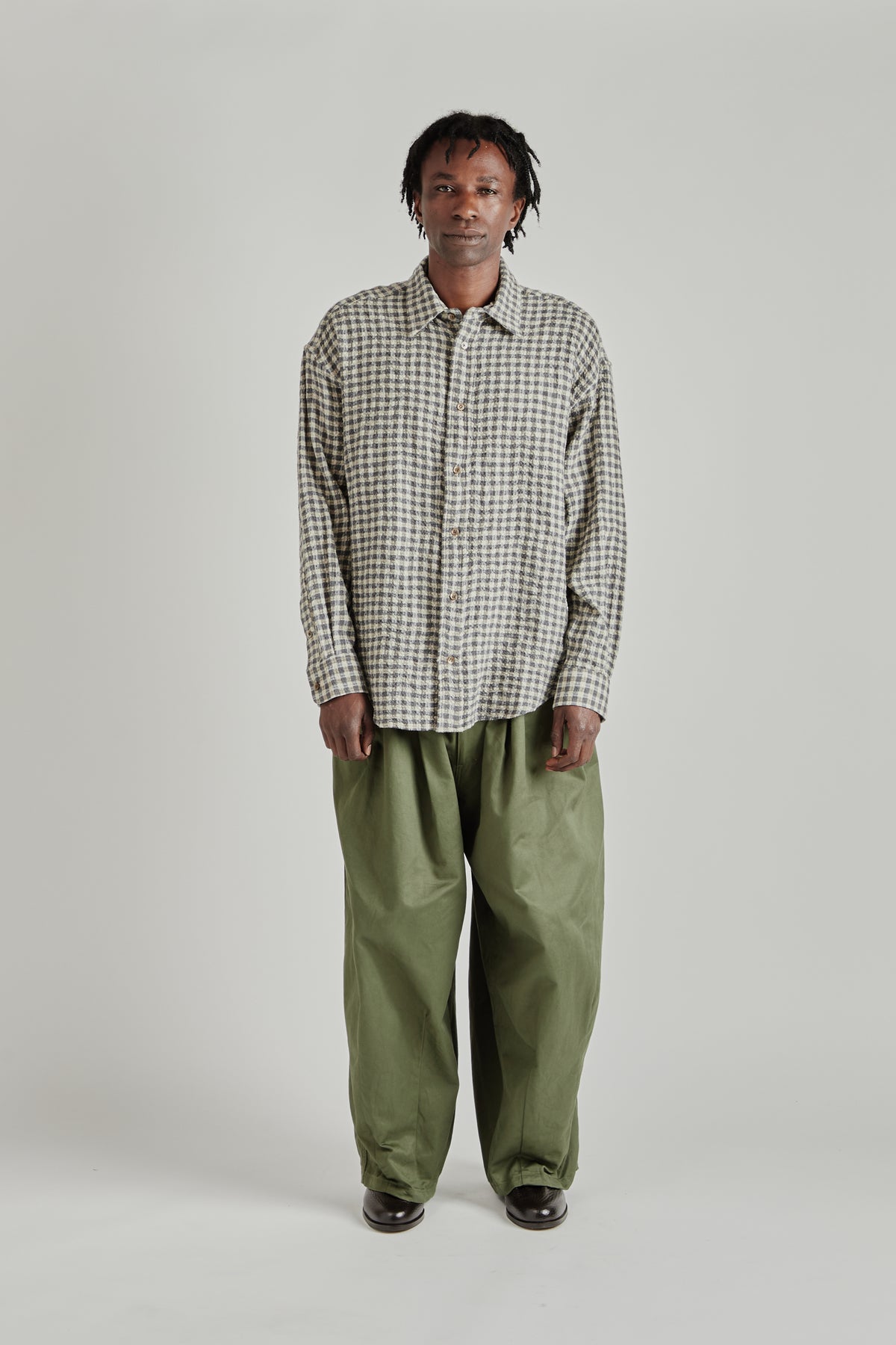 Ripple Check Shirt - Gray/Beige