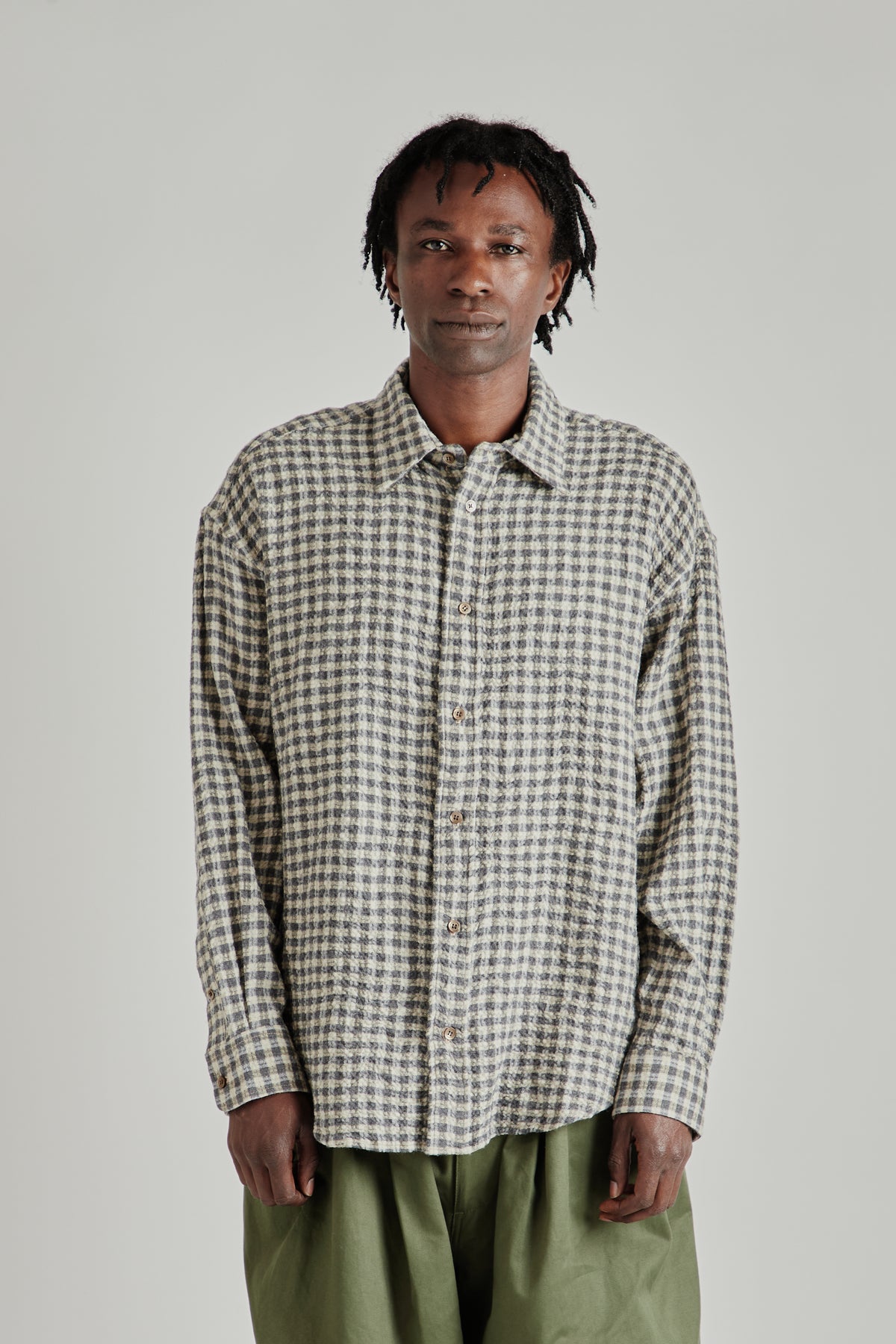 Ripple Check Shirt - Gray/Beige