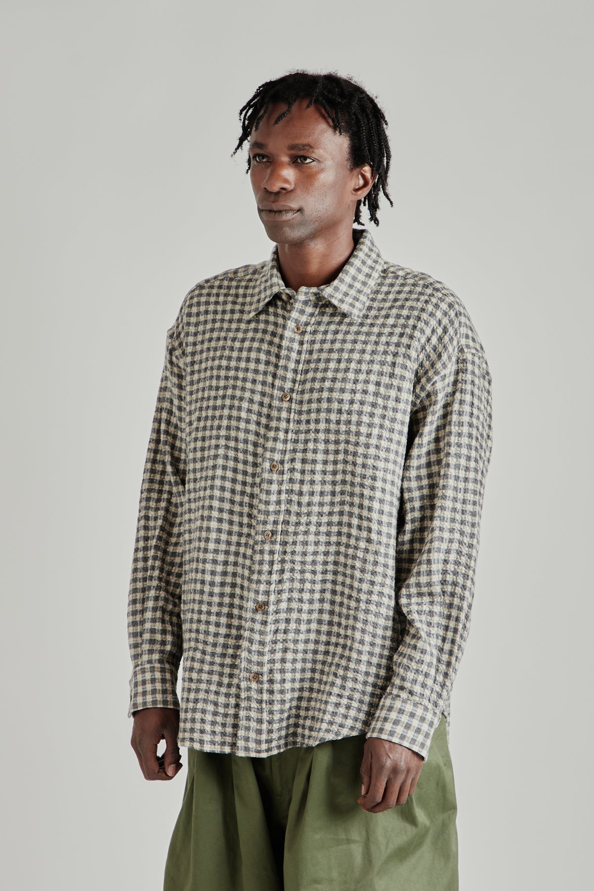 Ripple Check Shirt - Gray/Beige