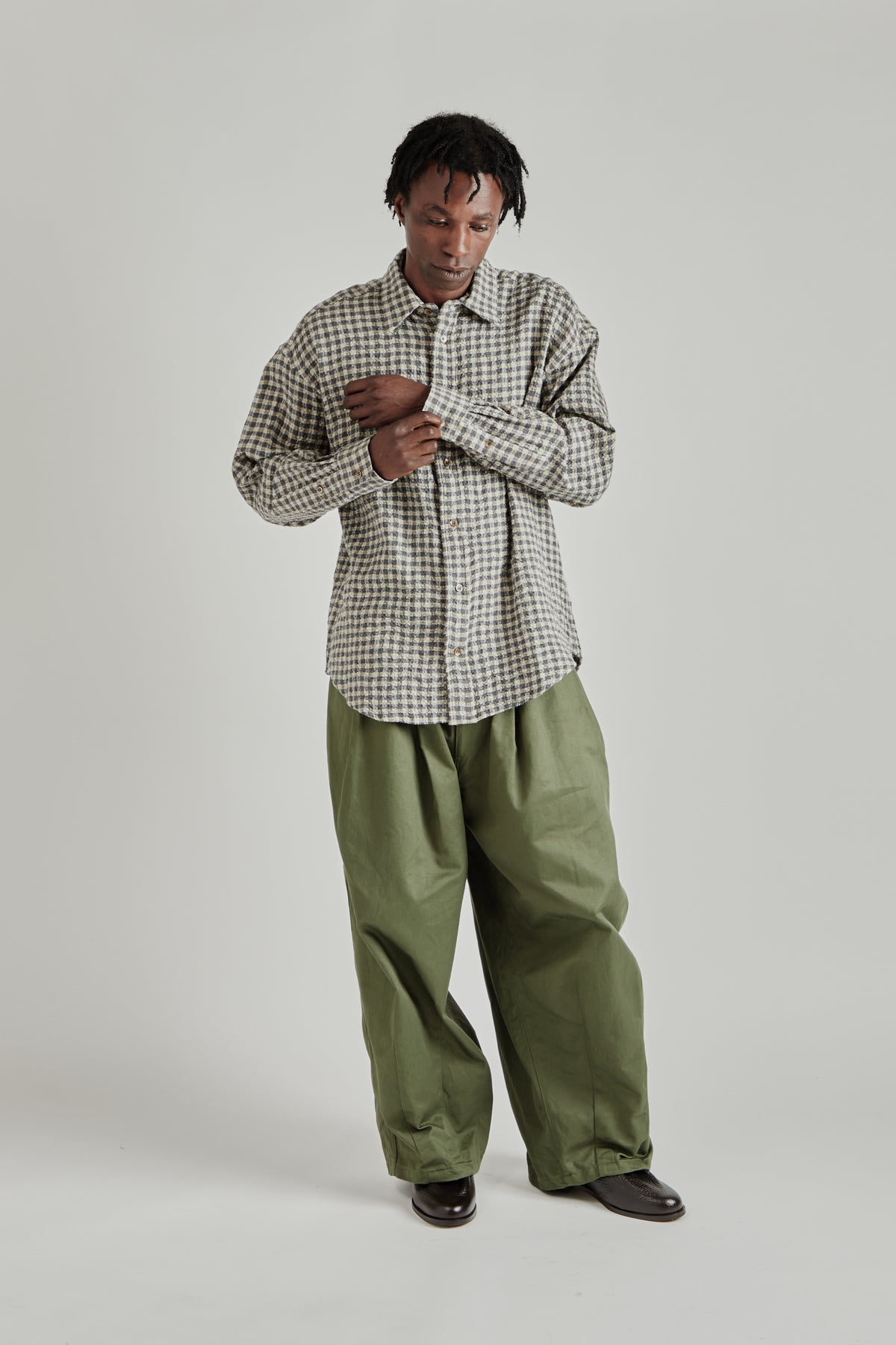 Ripple Check Shirt - Gray/Beige