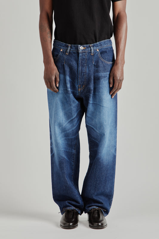 Selvedge 5‑Pocket Enzyme‑Washed Denim Pants - Indigo
