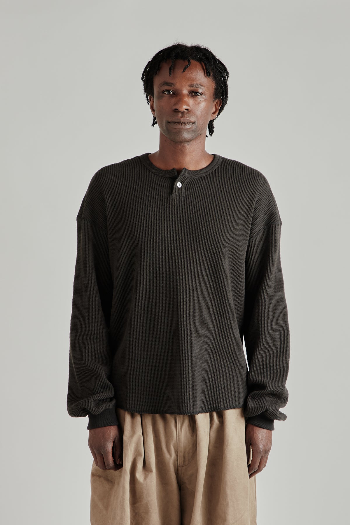 Thermal Henley Long-Sleeve Shirt - Black