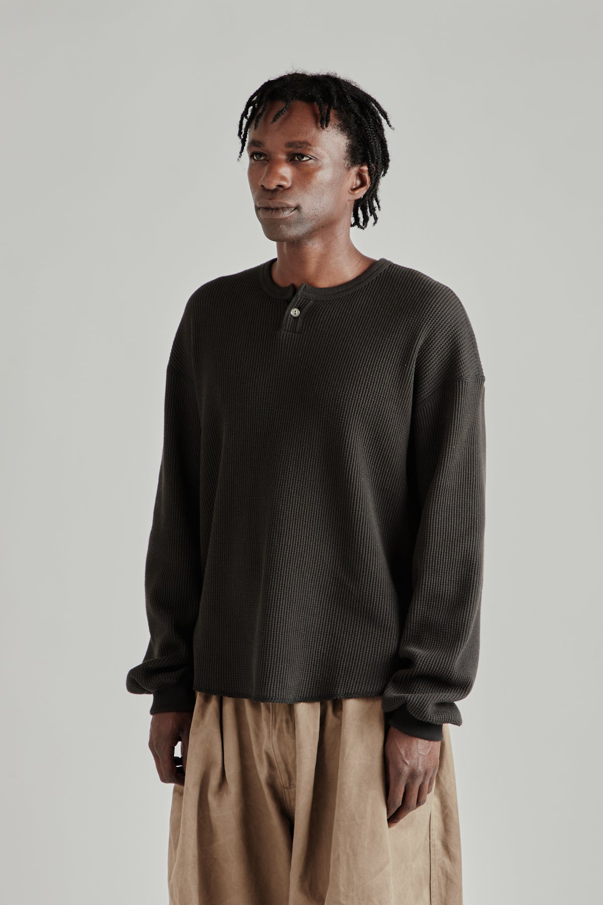 Thermal Henley Long-Sleeve Shirt - Black
