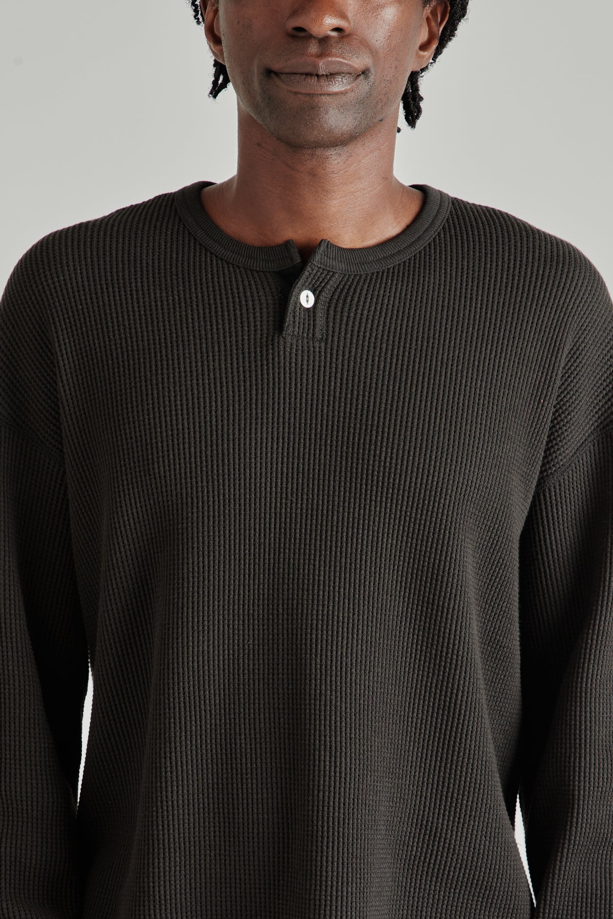 Thermal Henley Long-Sleeve Shirt - Black
