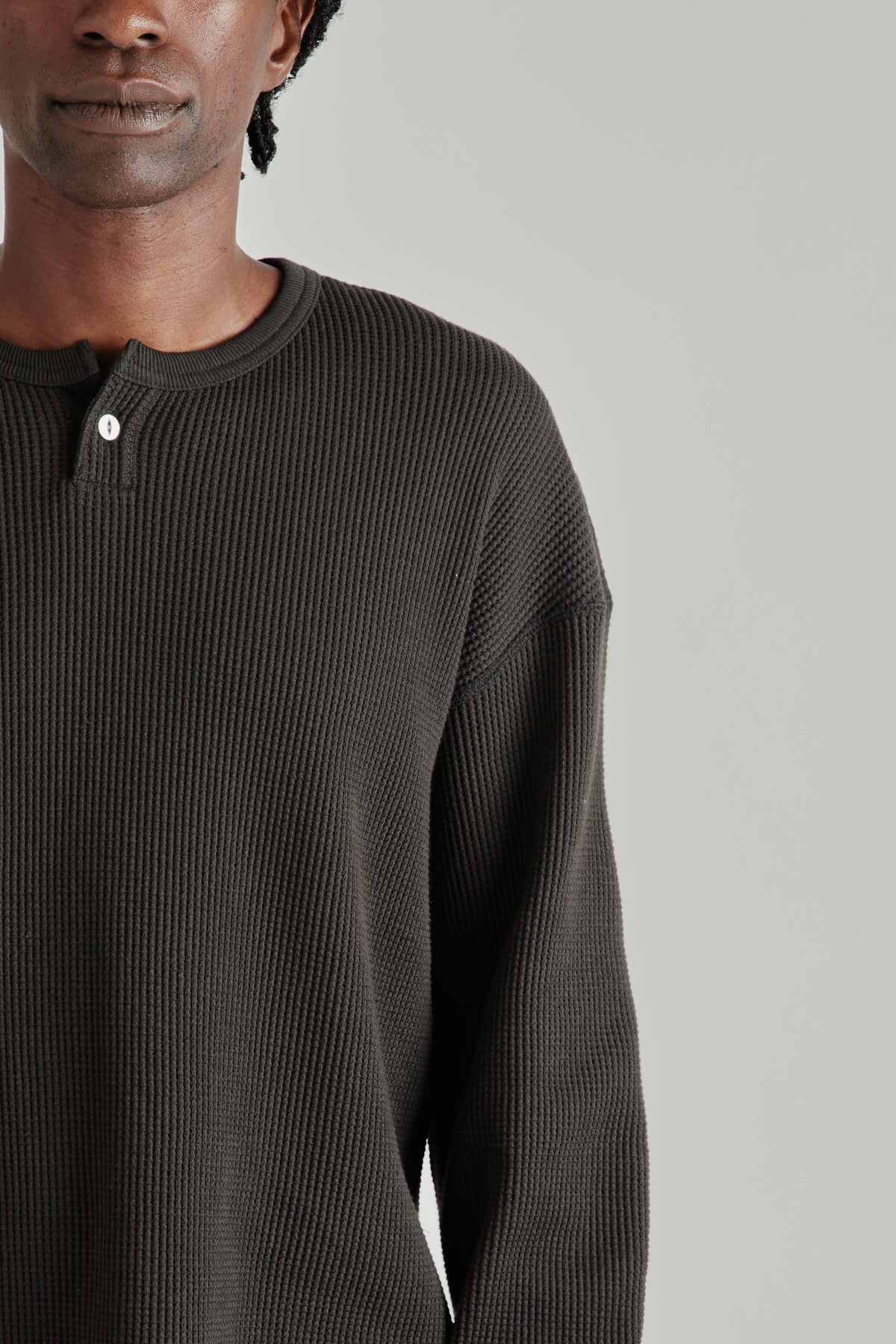 Thermal Henley Long-Sleeve Shirt - Black