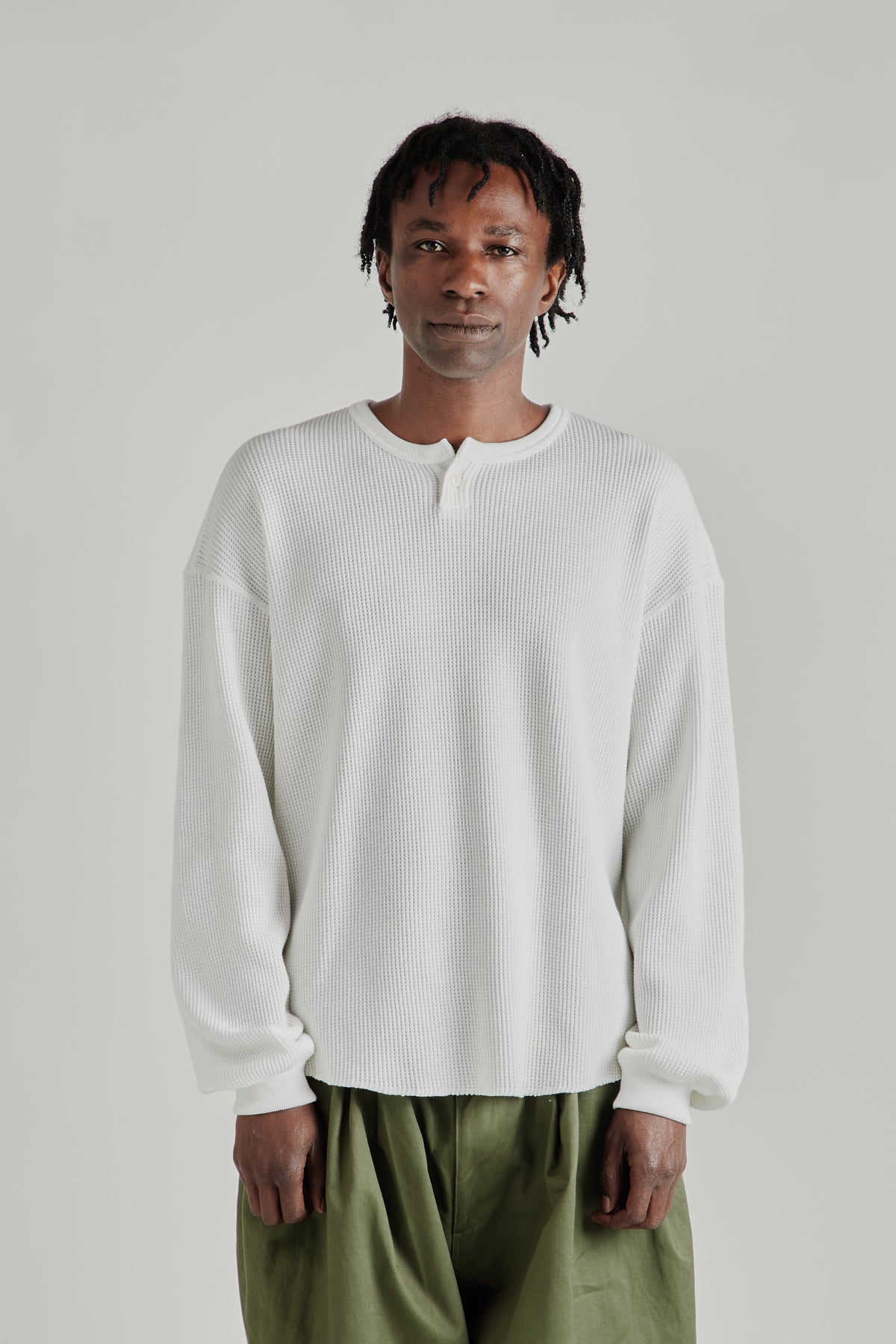 Thermal Henley Long-Sleeve Shirt - White