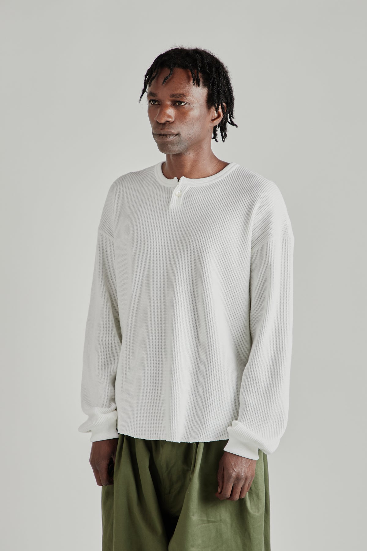 Thermal Henley Long-Sleeve Shirt - White