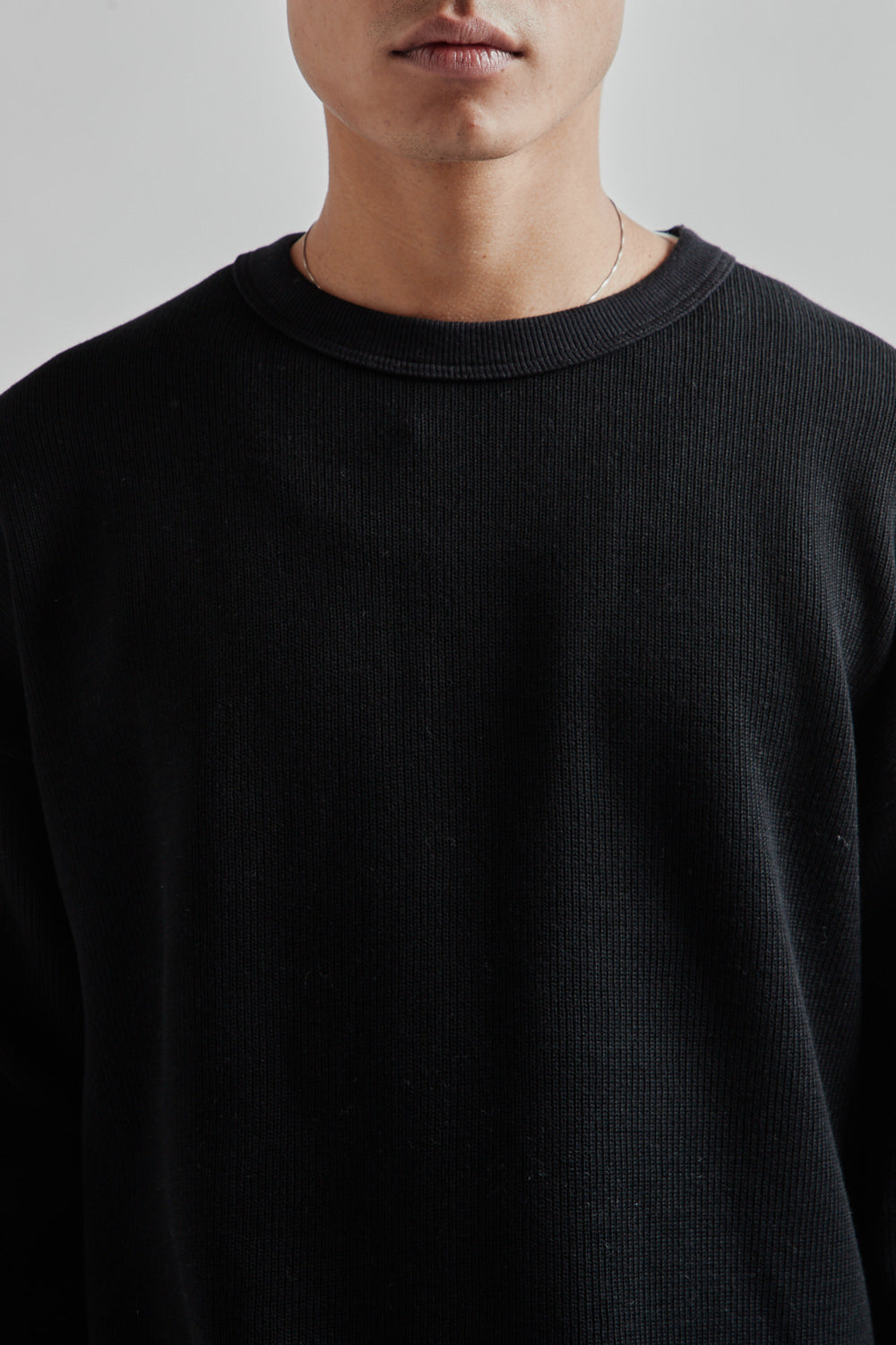 Jackman Quarter Knit Himo L/S T-Shirt - Black | Wallace