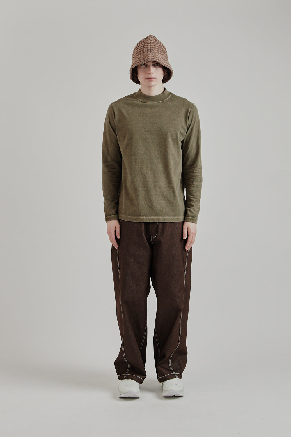 Jackman SS25 Midneck LS Tshirt Fade Sepia 1