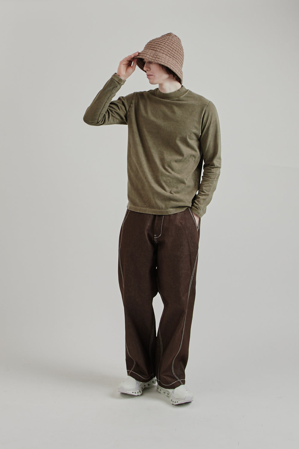 Jackman SS25 Midneck LS Tshirt Fade Sepia 11
