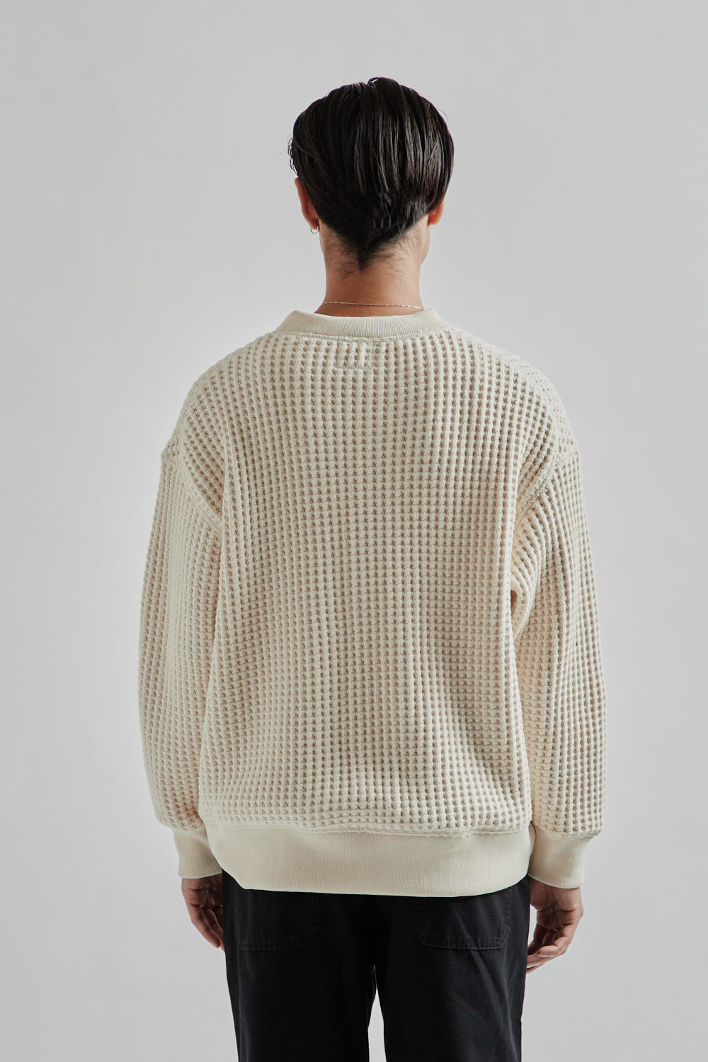 Jackman Waffle Crewneck - White | Wallace Mercantile Shop