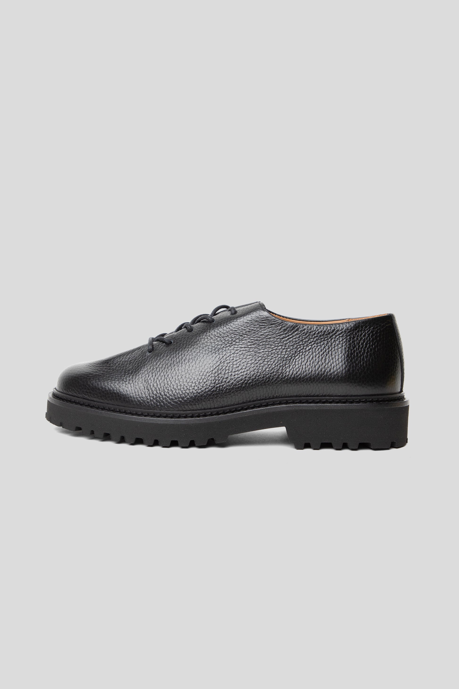 jacques solovire edouard lace up dress shoe in black calf Jacques Solovire Edouard Lug Derby - Ebano Grained Calf Leather | Derby Shoes