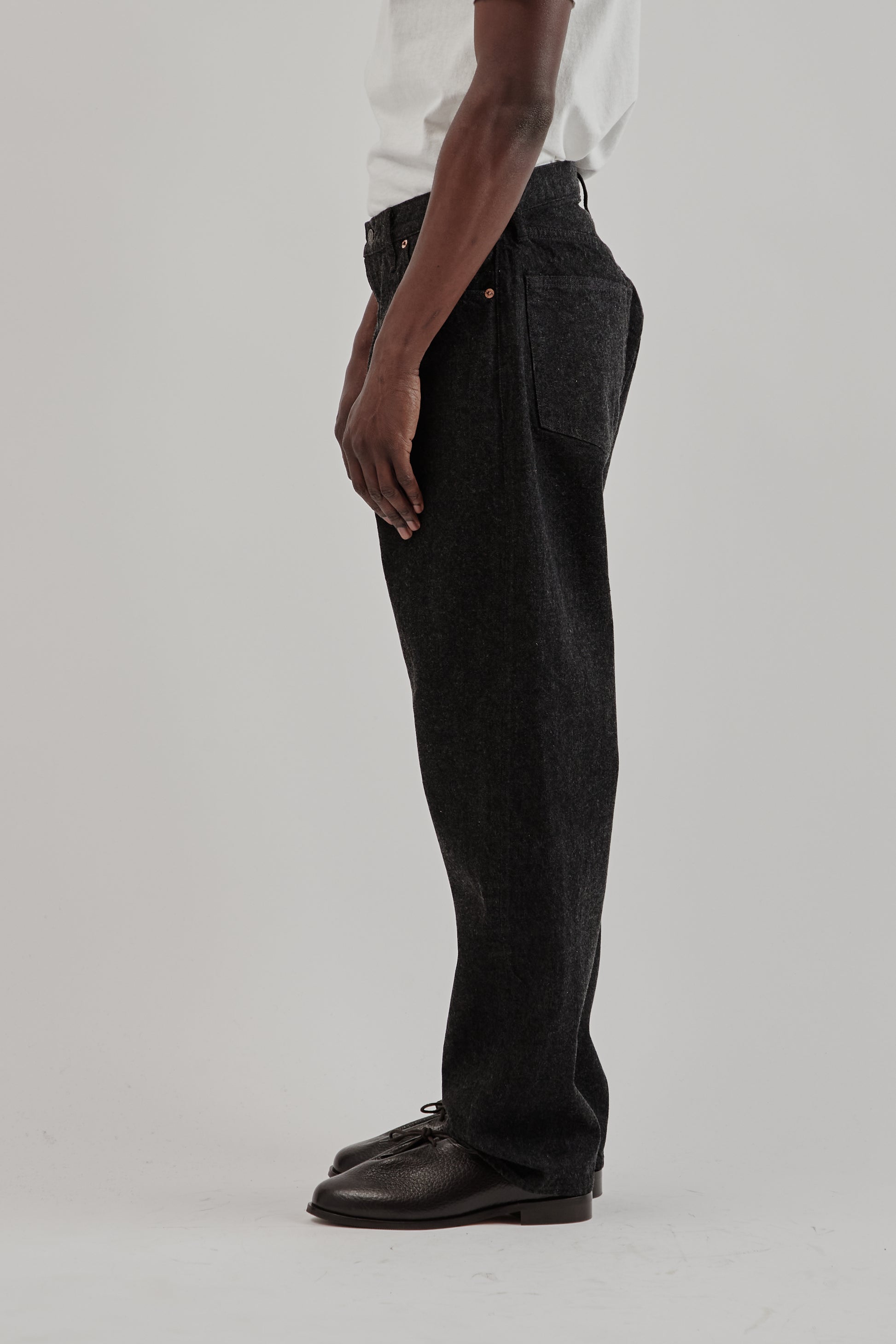 Kaptain Sunshine 5P Zipper Front Denim Pants Black One Wash 3