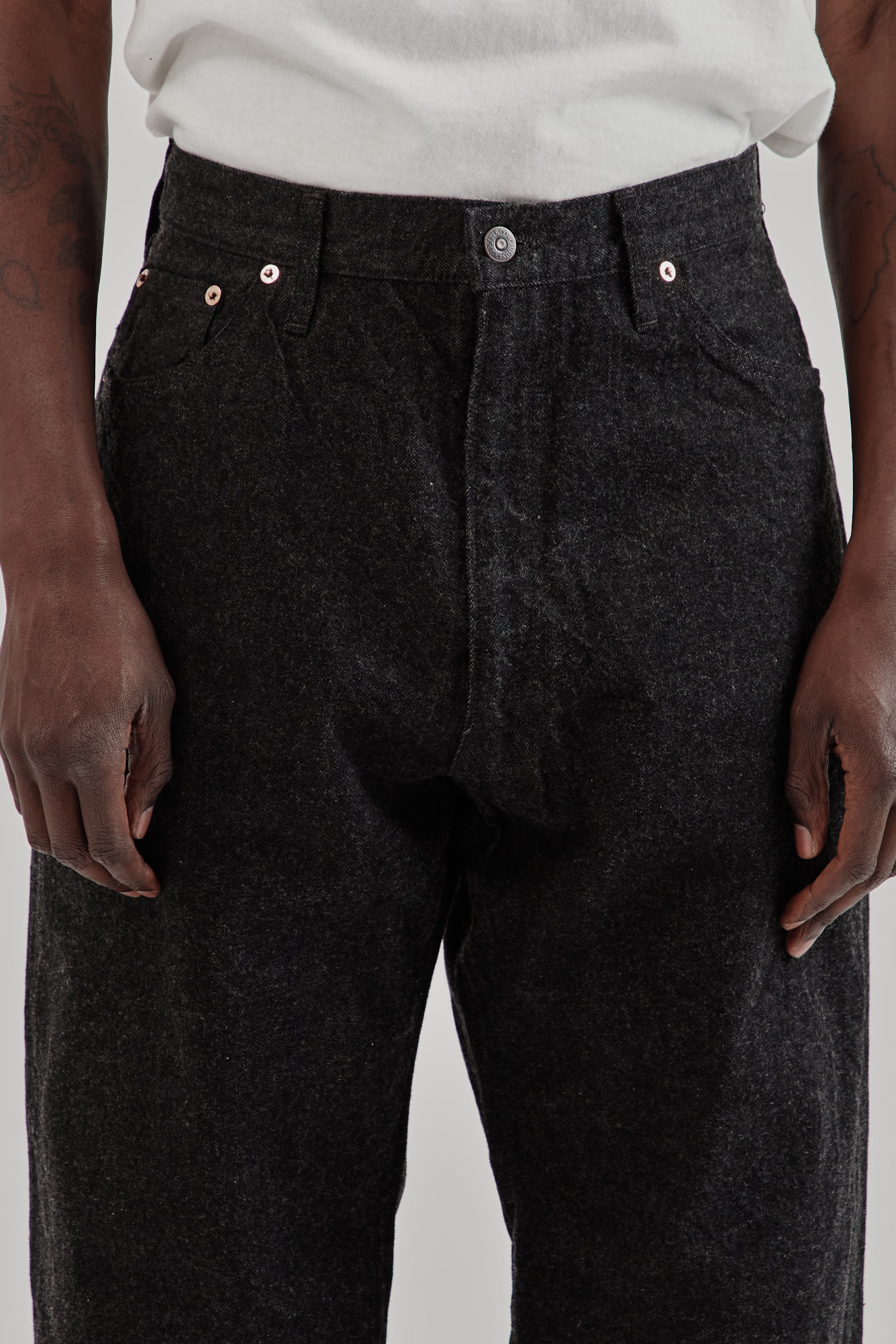 Kaptain Sunshine 5P Zipper Front Denim Pants - Black One Wash