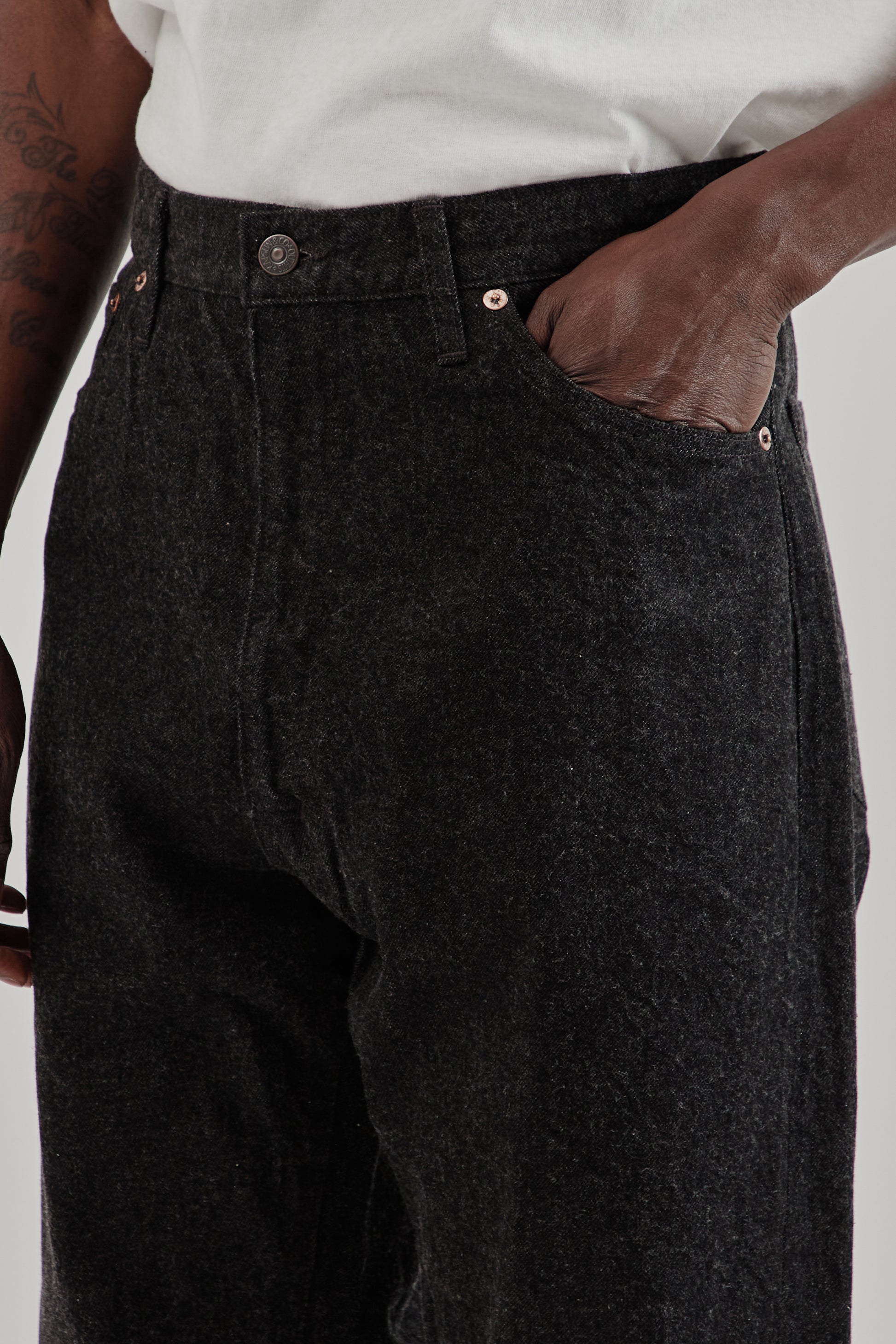 Kaptain Sunshine 5P Zipper Front Denim Pants Black One Wash 7